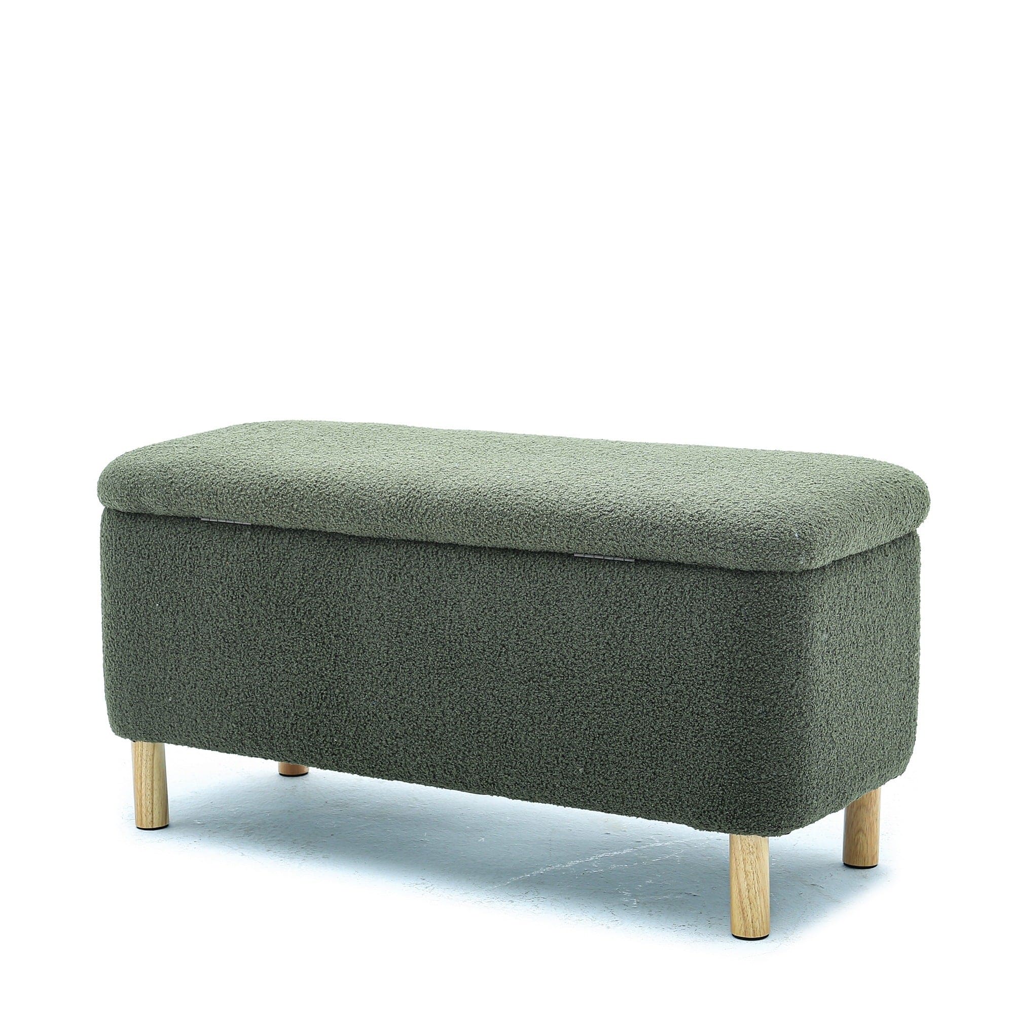 Basics Upholstered Storage Ottoman and Entryway Bench GREEN