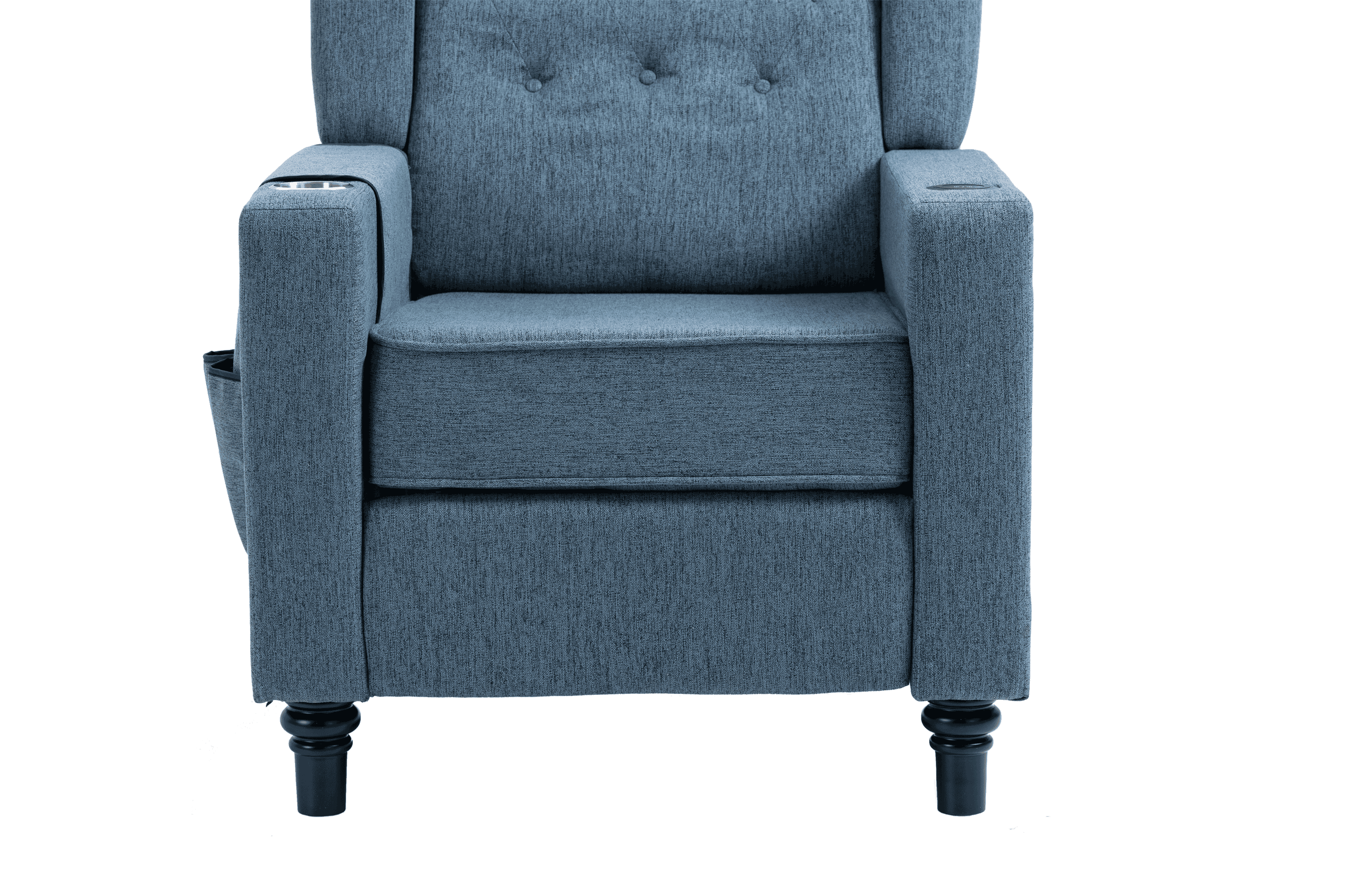 Arm Pushing Recliner Chair, Modern Button Tufted Wingback Push Back Recliner Chair, Living Room Chair Fabric Pushback Manual Single Reclining Sofa Home Theater Seating for Bedroom,Navy Blue