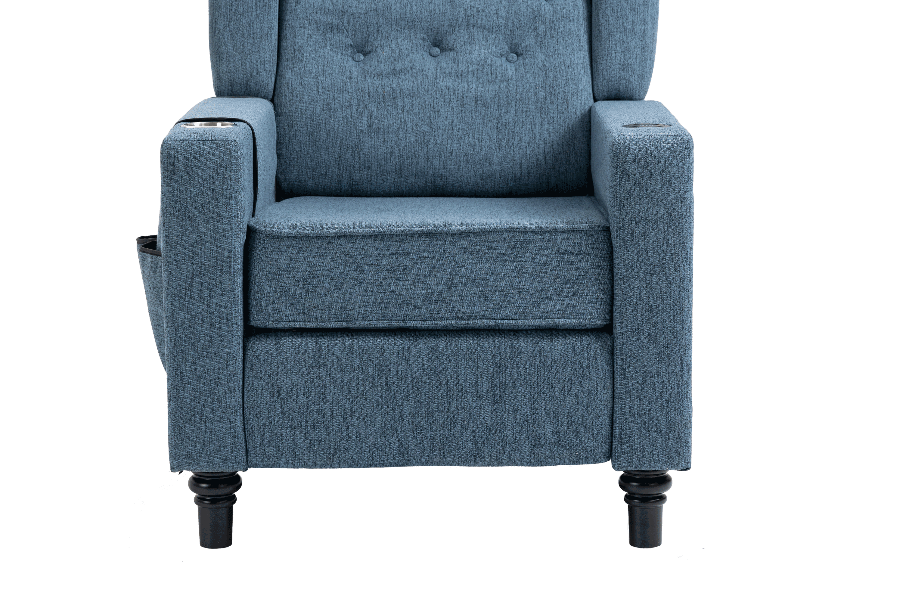 Arm Pushing Recliner Chair, Modern Button Tufted Wingback Push Back Recliner Chair, Living Room Chair Fabric Pushback Manual Single Reclining Sofa Home Theater Seating for Bedroom,Navy Blue