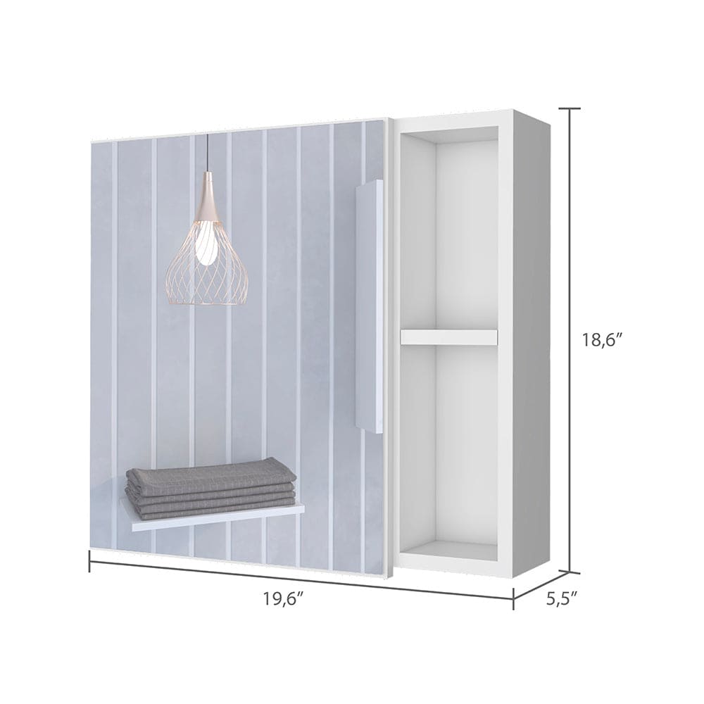 Medicine Cabinet Viking, Three Internal Shelves, Single Door, Two External Shelves, White Finish