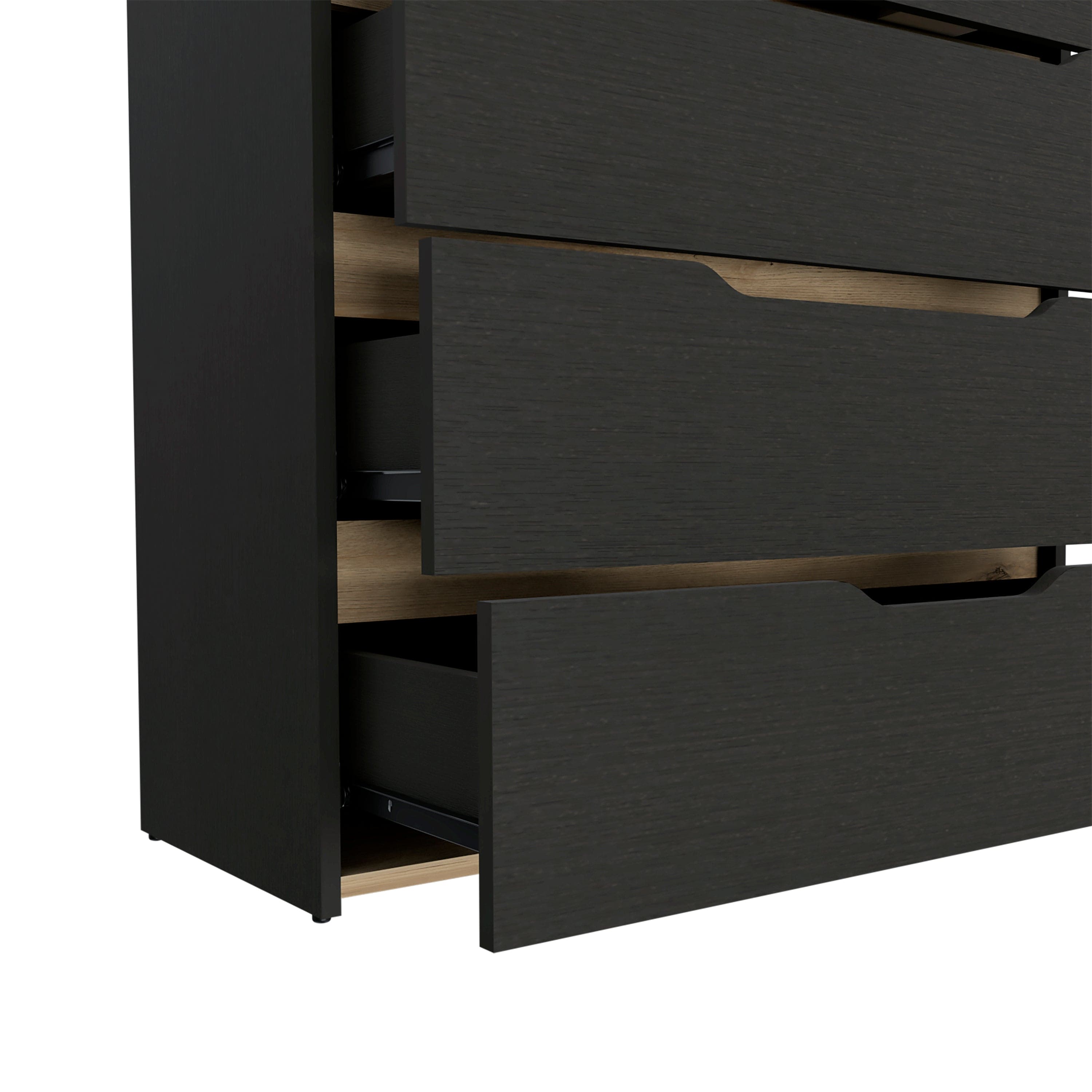 Dresser Oboe, Superior Top, Four Drawers, Black Wengue/ Light Oak Finish