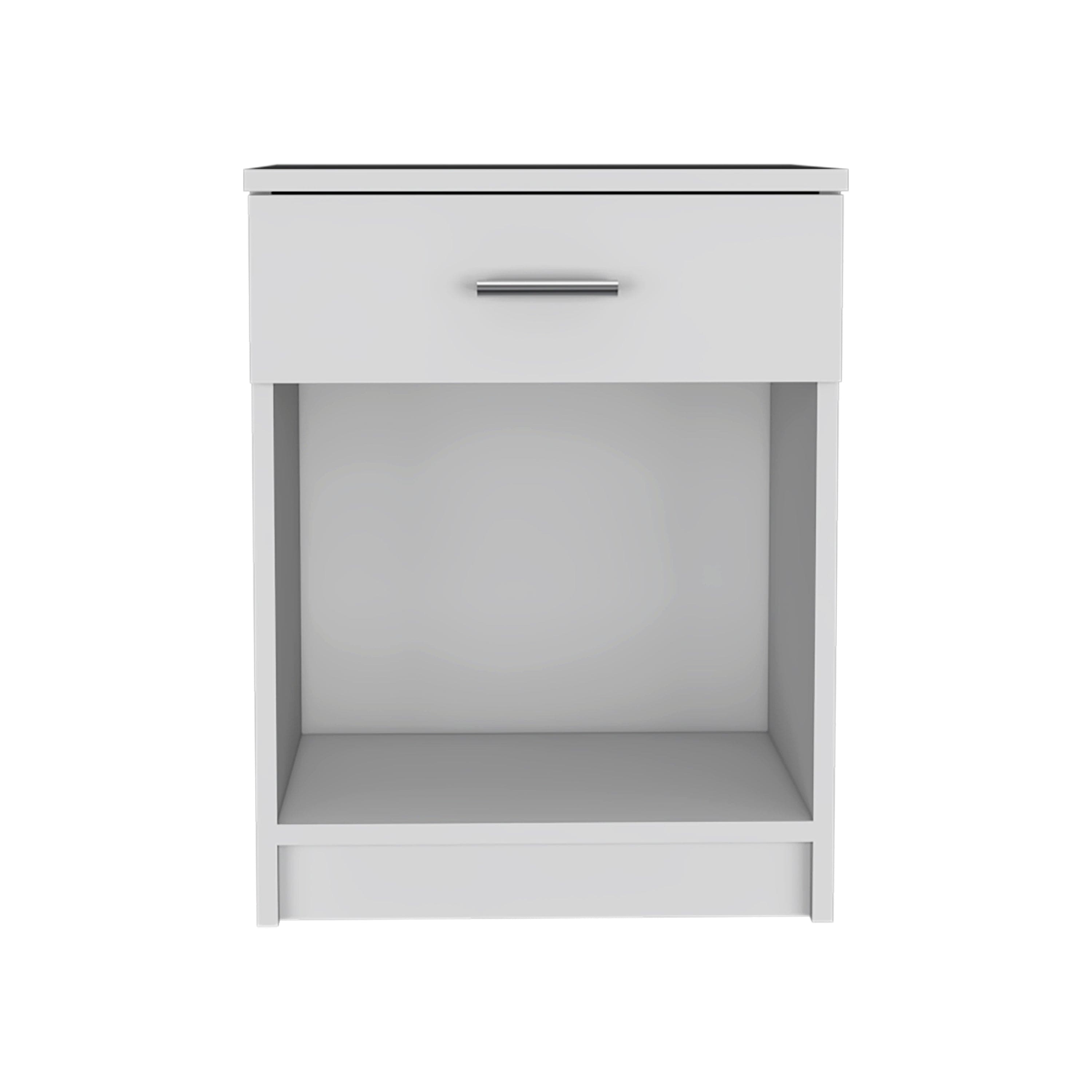 Eco Nightstand, Superior Top,  One Drawer, Lower Shelf -White