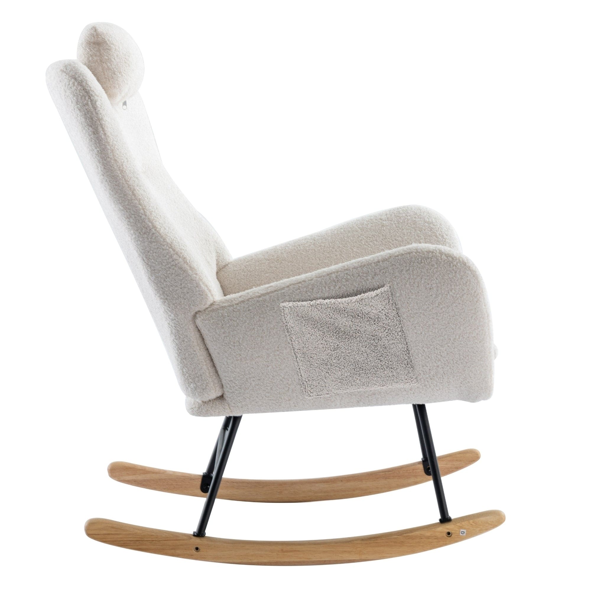 35.5 inch Rocking Chair with Pocket, (white)