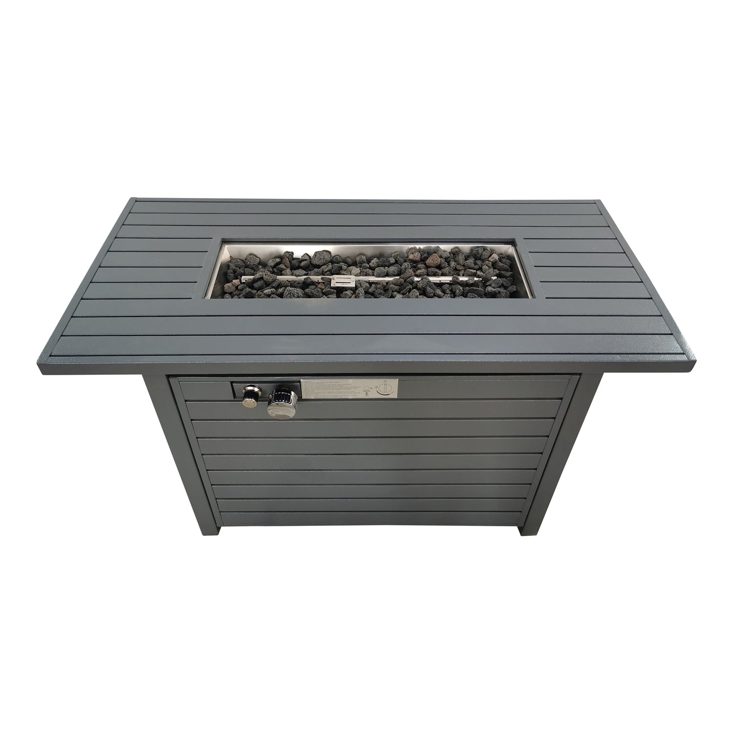 Living Source International 25'' H x 42'' W Steel Outdoor Fire Pit Table with Lid (Gray)