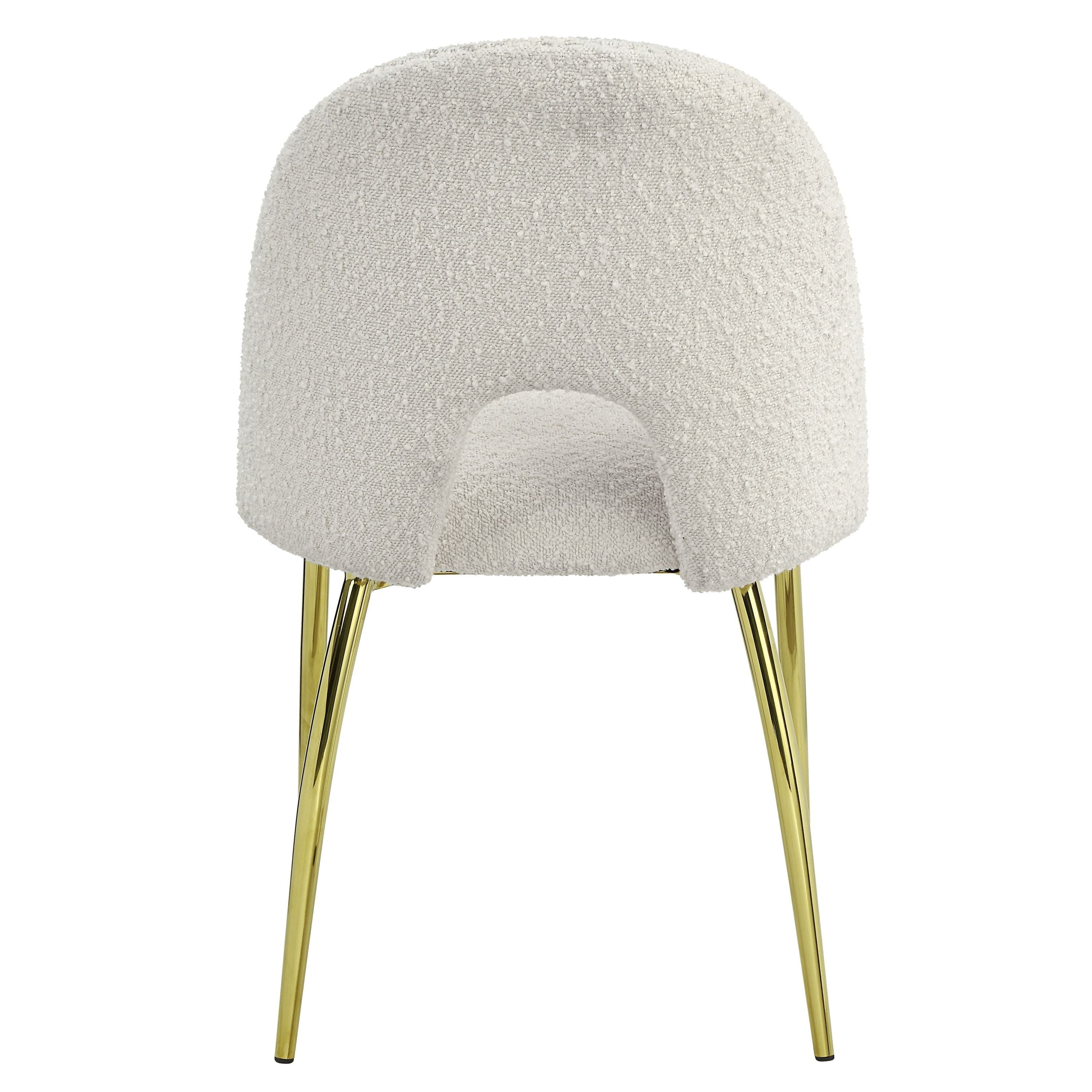 ACME Fadri Side Chair (Set-2), Teddy Sherpa & Mirrored Gold Finish DN01953