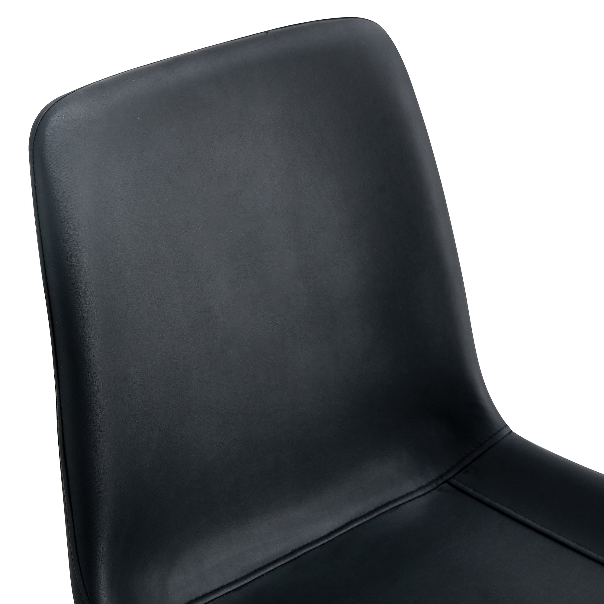 Black artificial leather backrest cushion dining chair, black metal legs, curved widened cushion design for more comfort, suitable for restaurants, kitchens, bedrooms, offices.(6 chairs)  0502