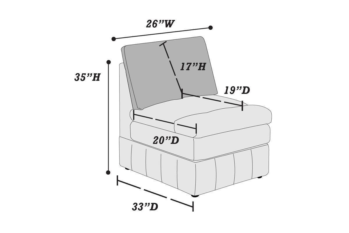 Contemporary 6pc Set Modular Sectional Set 4x One Arm Chair / Wedge 1x Armless Chairs 1x Ottoman Mink Morgan Fabric Plush Living Room Furniture