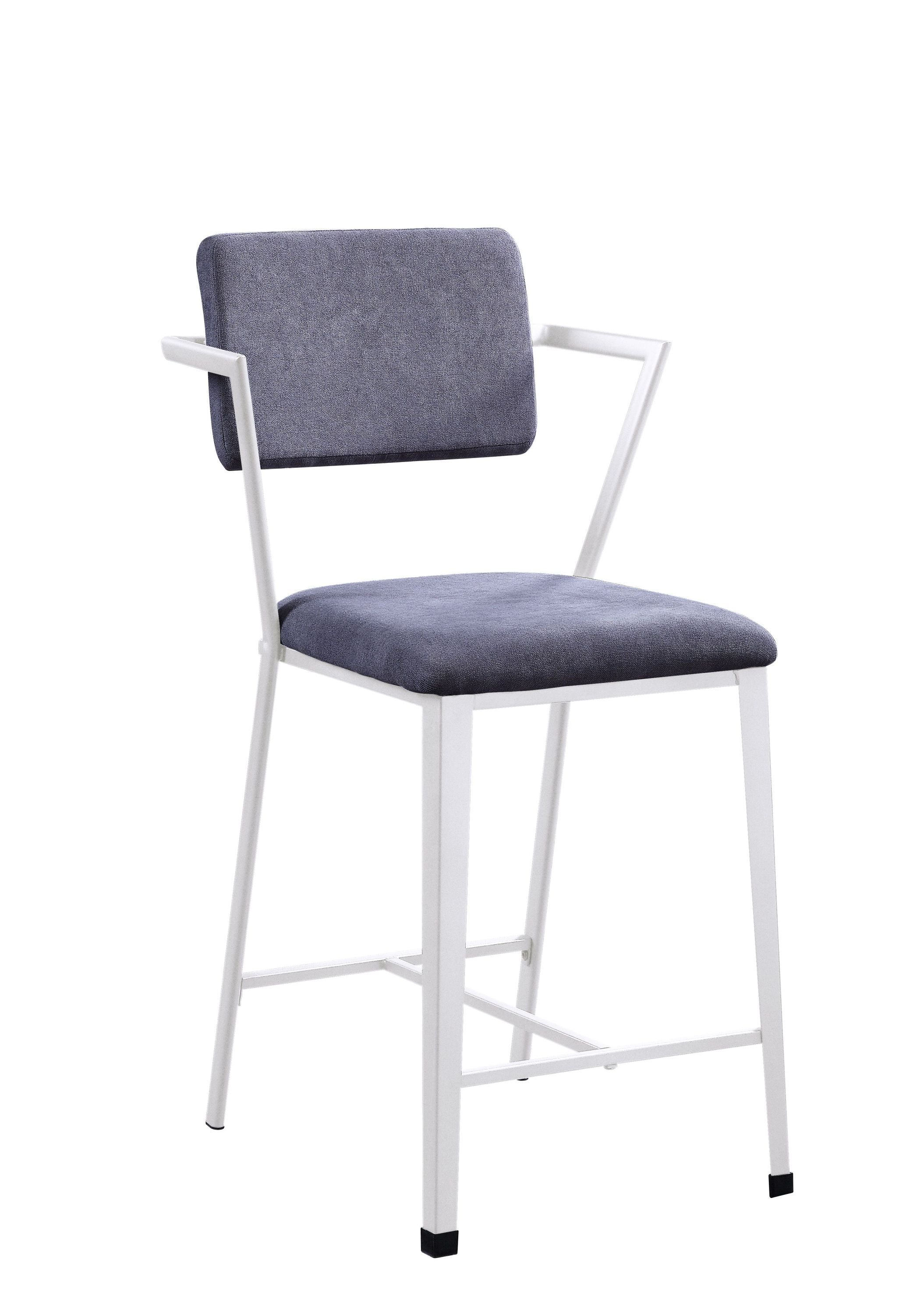 ACME Cargo Counter Height Chair (Set-2), Gray Fabric & White (2Pc/1Ctn) 77887