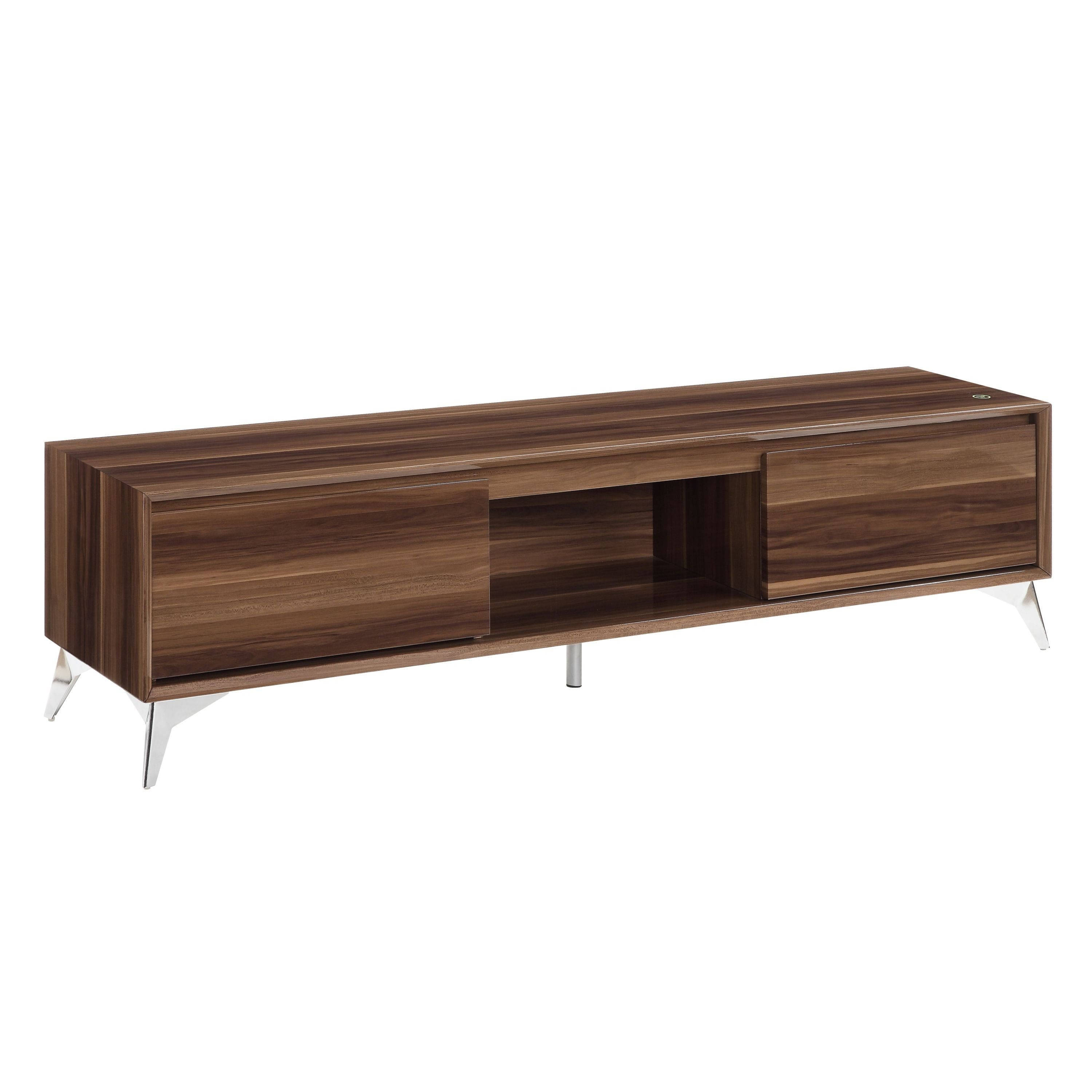 ACME Raceloma TV stand , LED, Walnut & Chrome Finish 91997