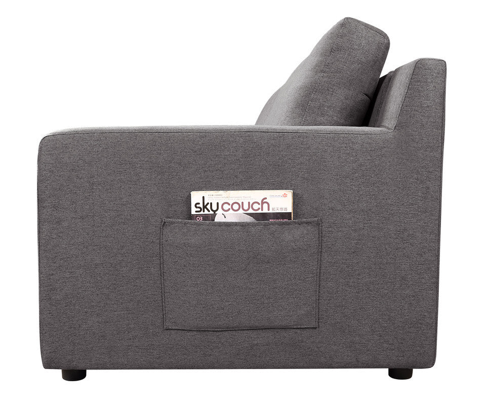 Waylon Gray Linen 4-Seater Sectional Sofa Chaise with Pocket