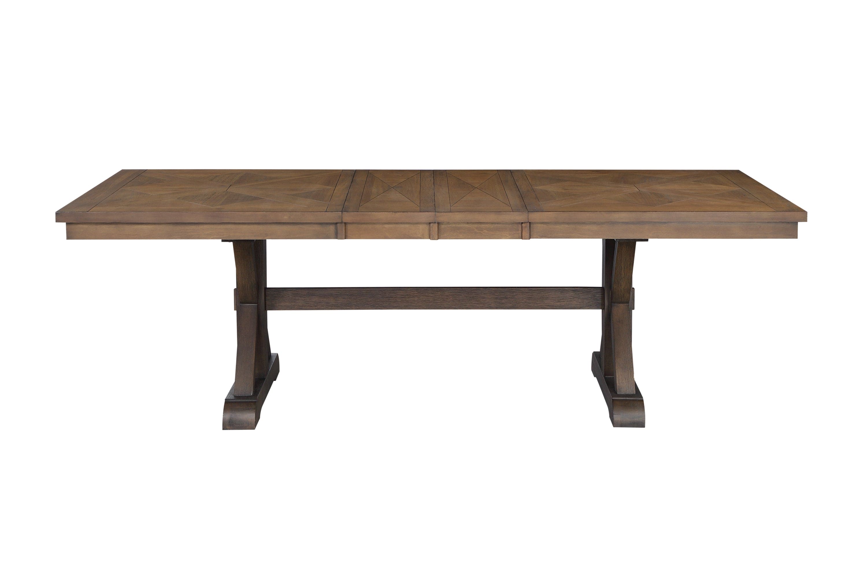 ACME Pascaline Dining Table, Gray Fabric, Rustic Brown & Oak Finish DN00702