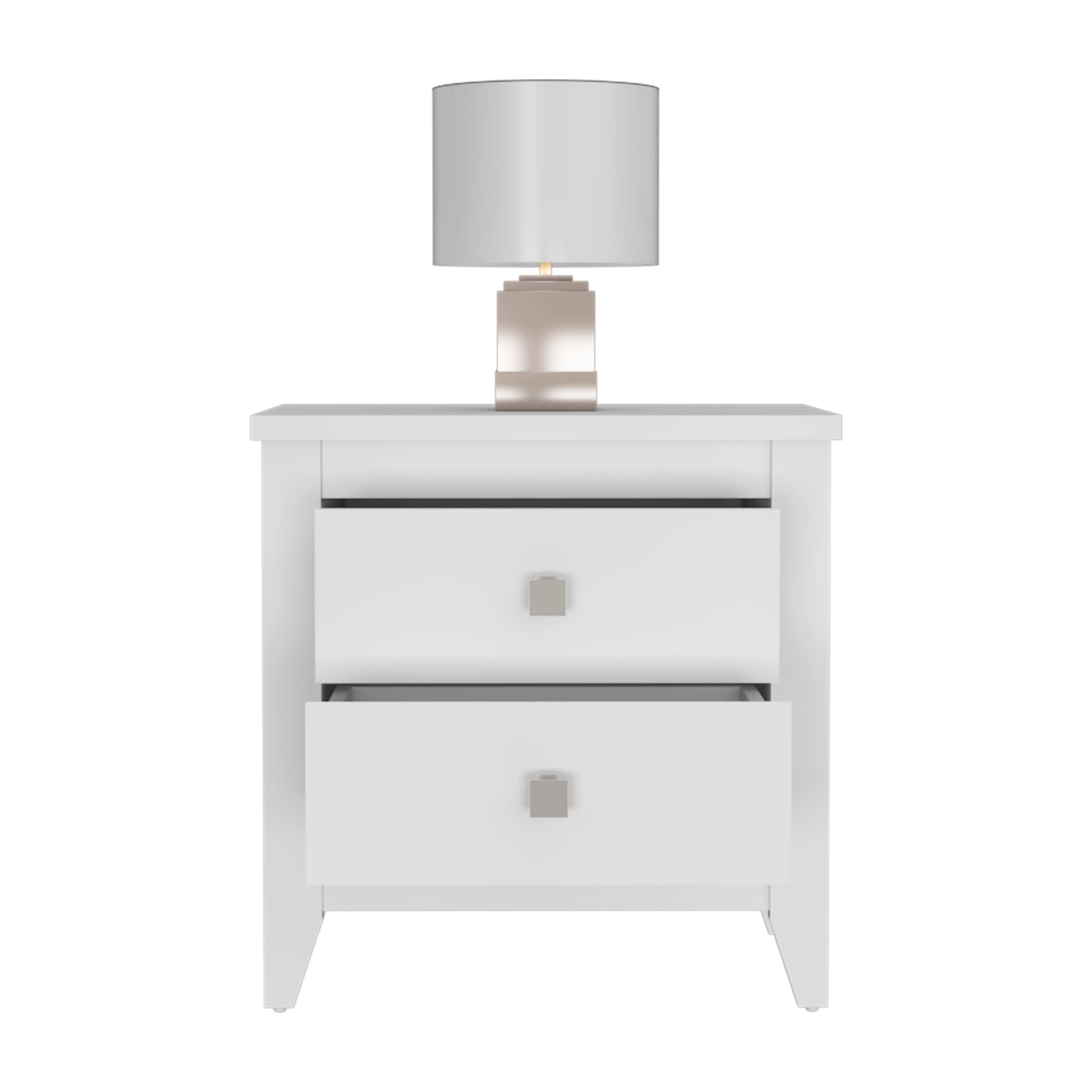 Nightstand More, Two Shelves, Four Legs, White Finish