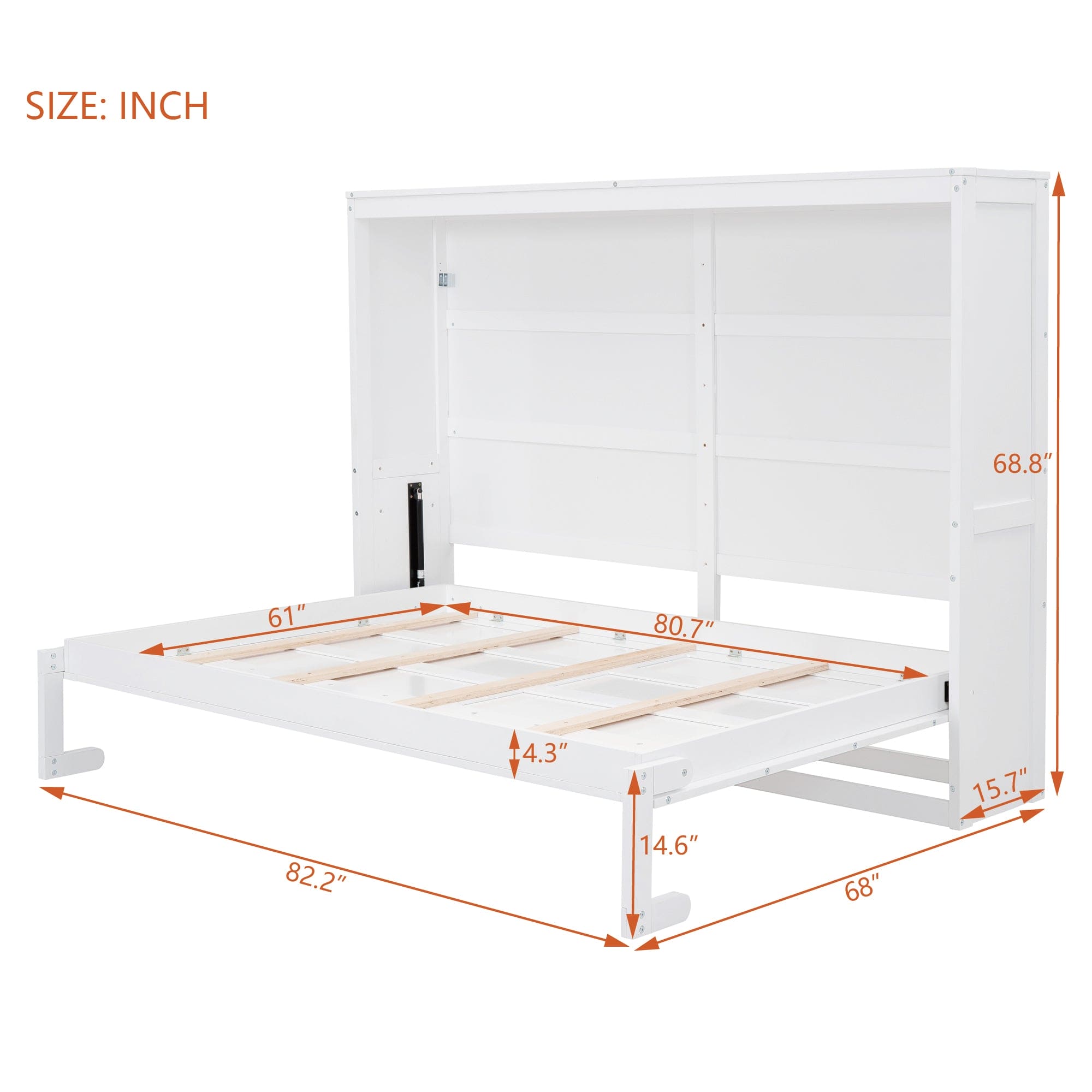 Queen Size Murphy Bed Wall Bed,White