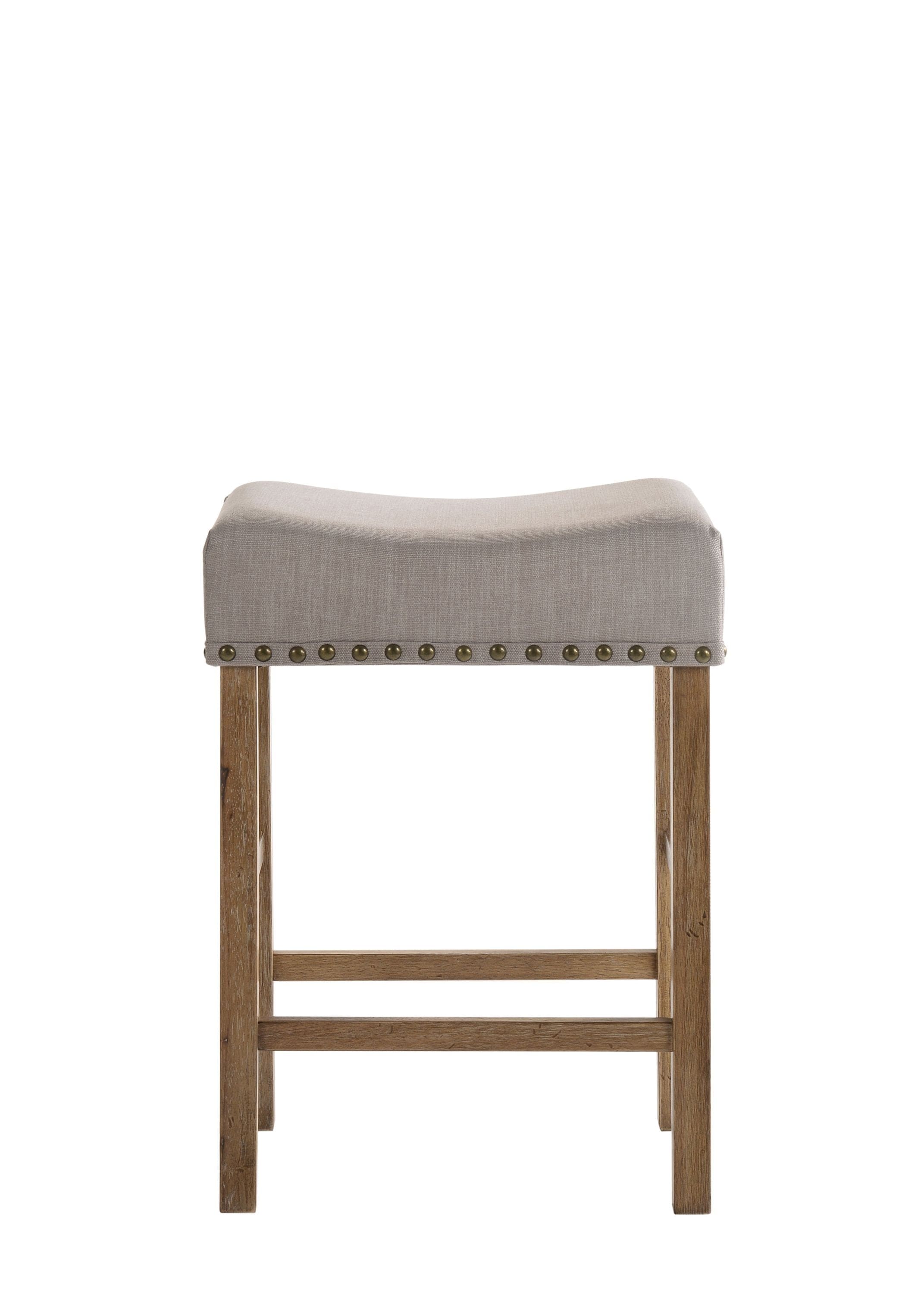 ACME Martha II Counter Height Stool (Set-2) in Tan Linen & Weathered Oak 70833