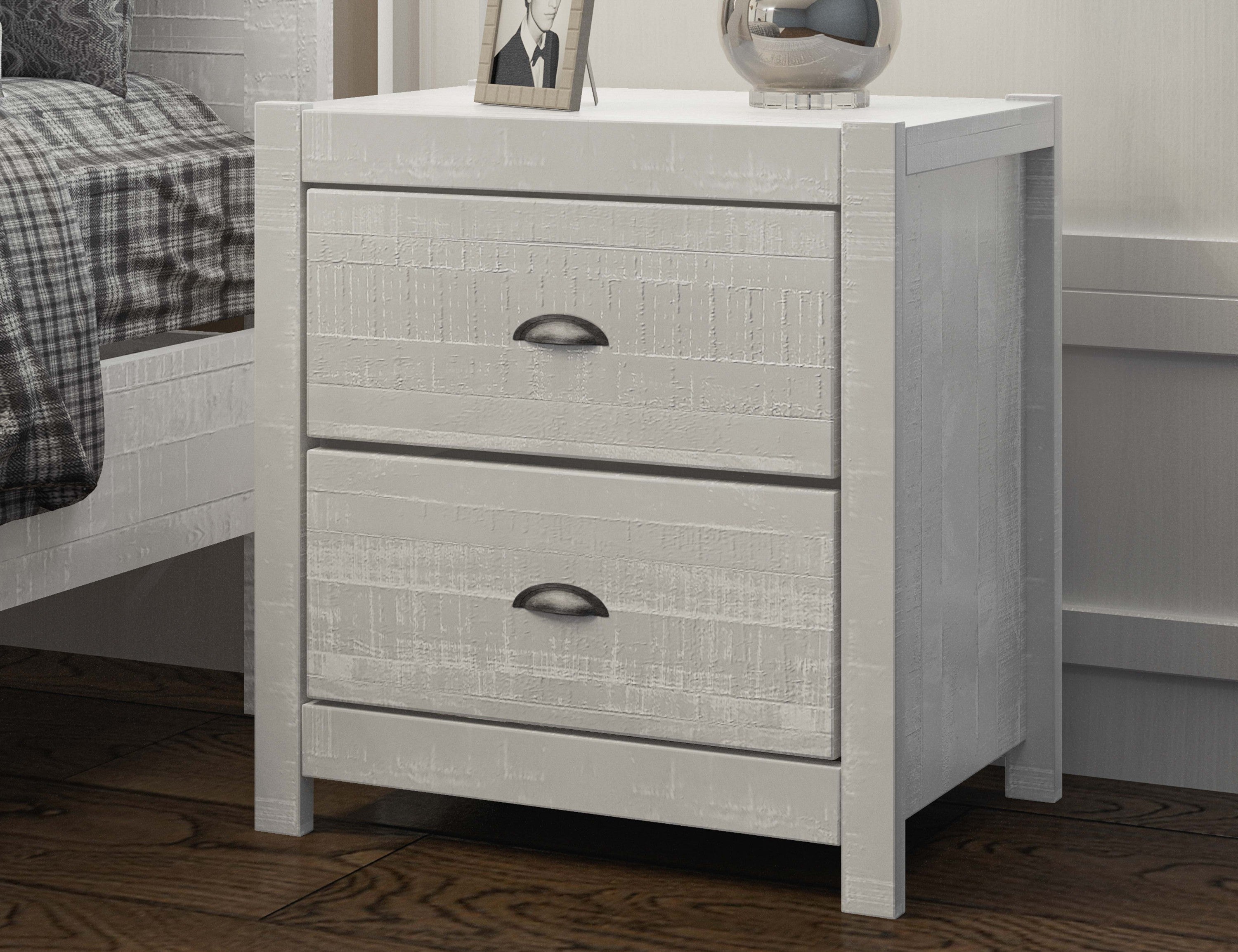 Solid Wood White Night Stand, Bedside Table, End Table, Desk with Drawers for Living Room, Bedroom