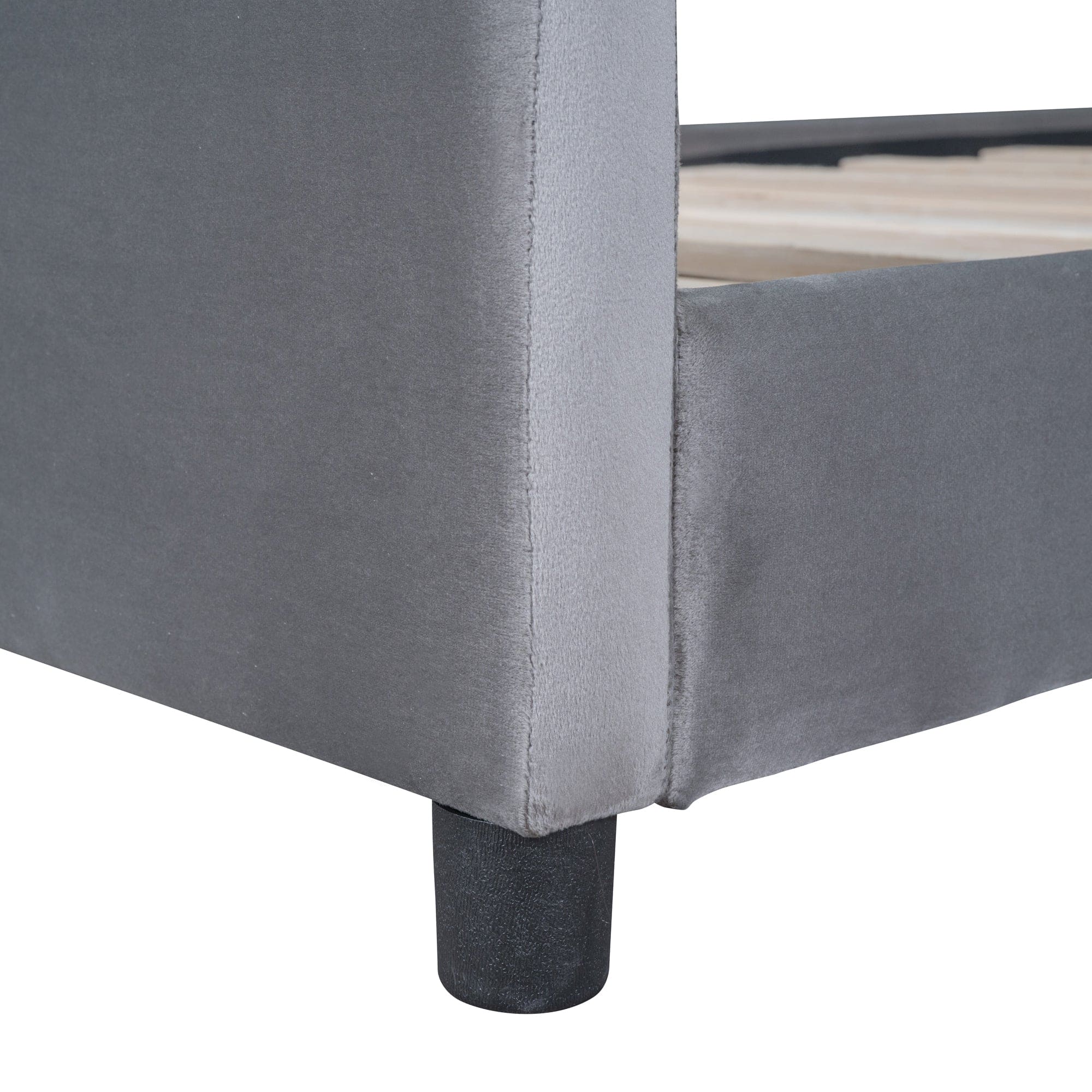 Twin Size Upholstered Daybed with Rabbit Ear Shaped Headboard, Gray