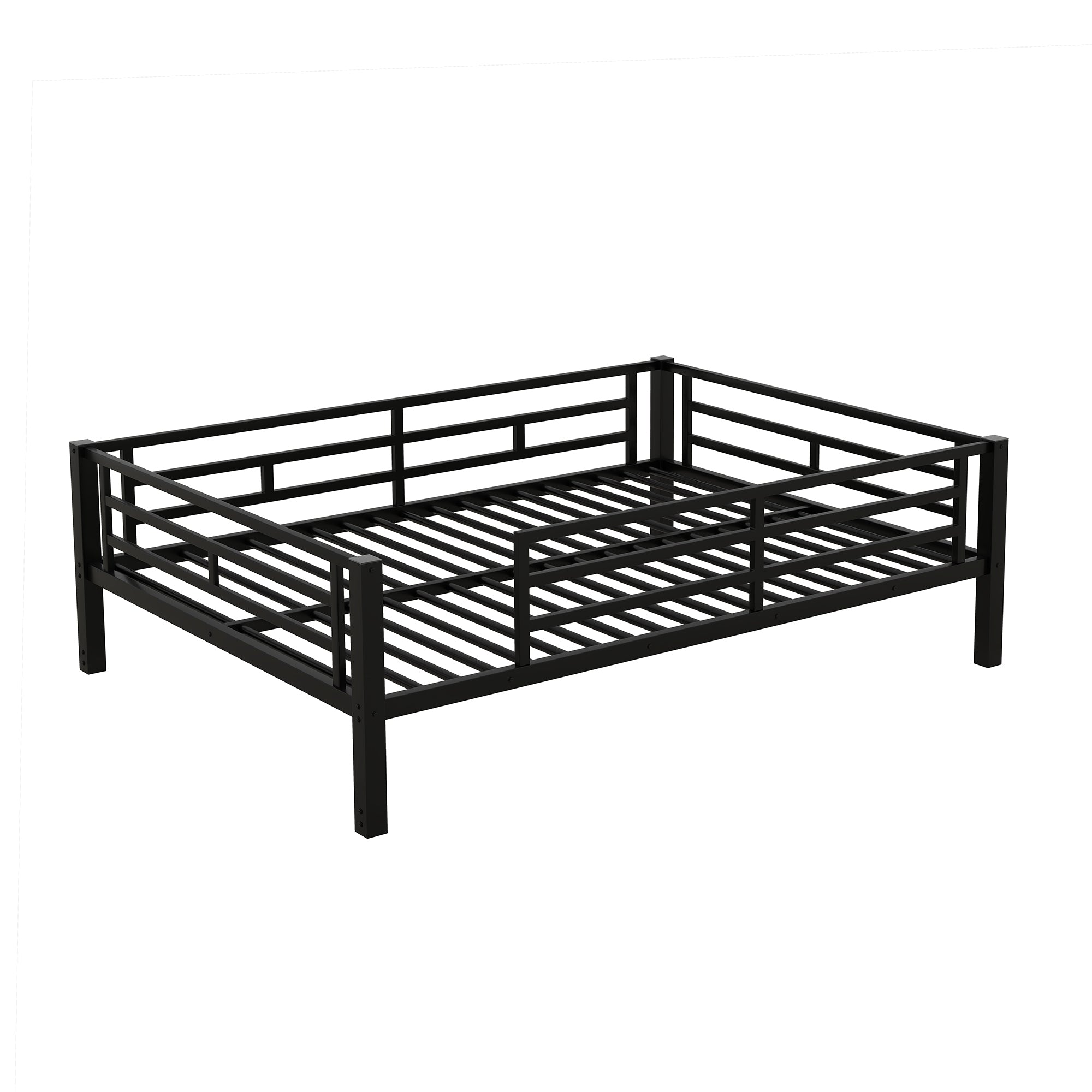 Metal Full Size Convertible Bunk Bed with 2 Drawers, Black