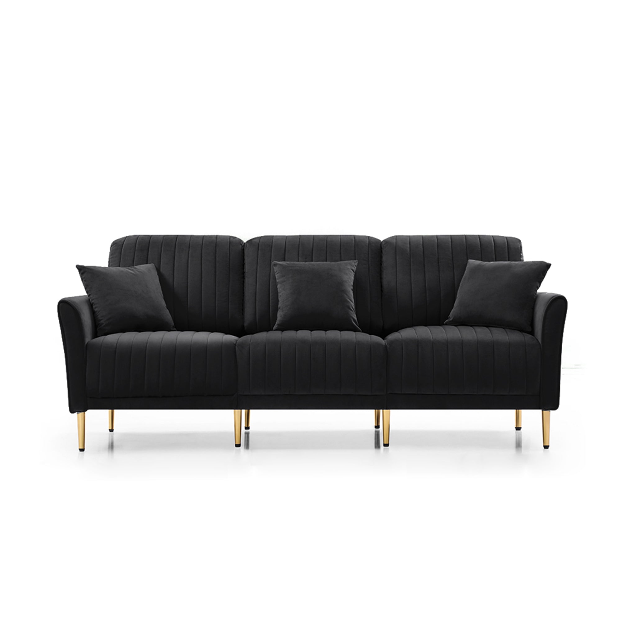 3 Pieces Sectional Sofa Set for Living Room, 2 pieces of two-seater sofas and 1 piece of 3-seater sofas, , 3 Pcs Couch Set with, Sectional Couches for Living Room, 3-Seater +Sofa + Loveseat , Black Ve