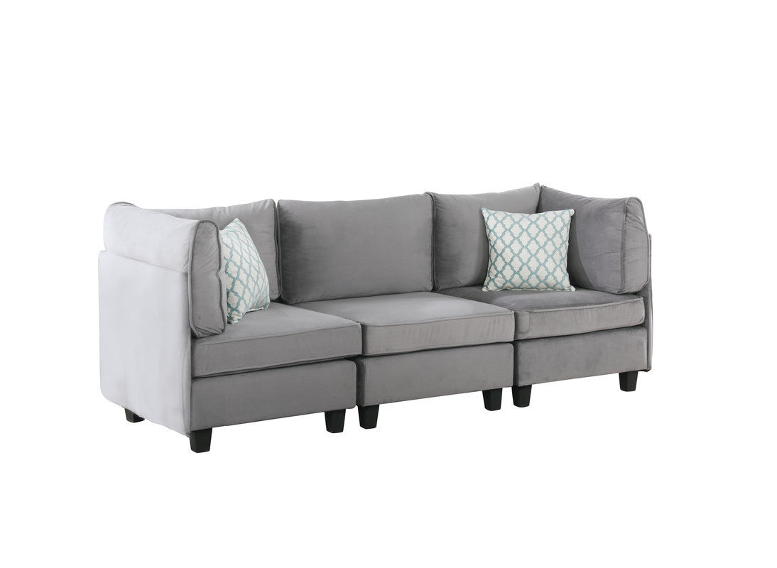 Zelmira Gray Velvet 6Pc Modular Sectional Sofa