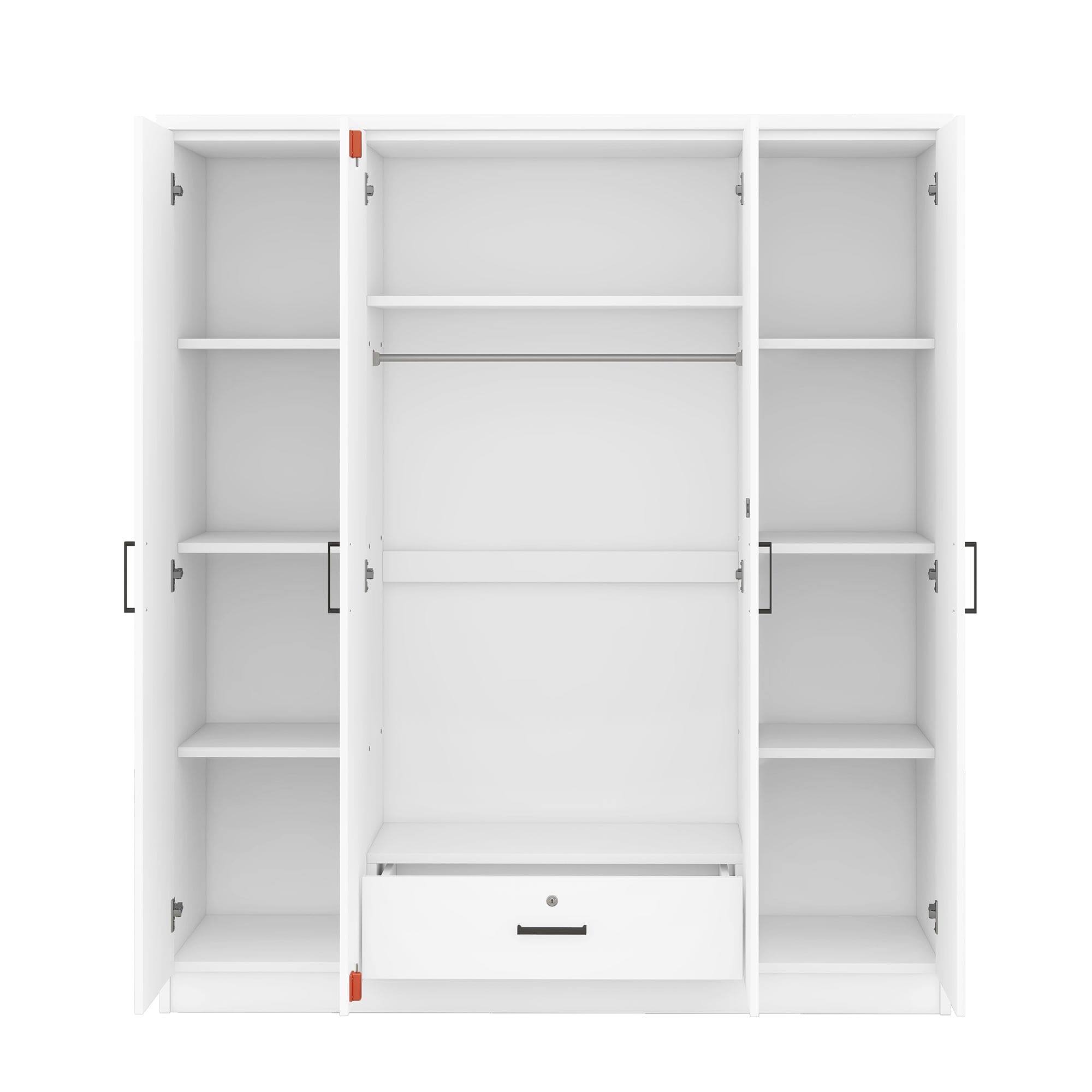 4-Door Wardrobe with 1 Drawer, White