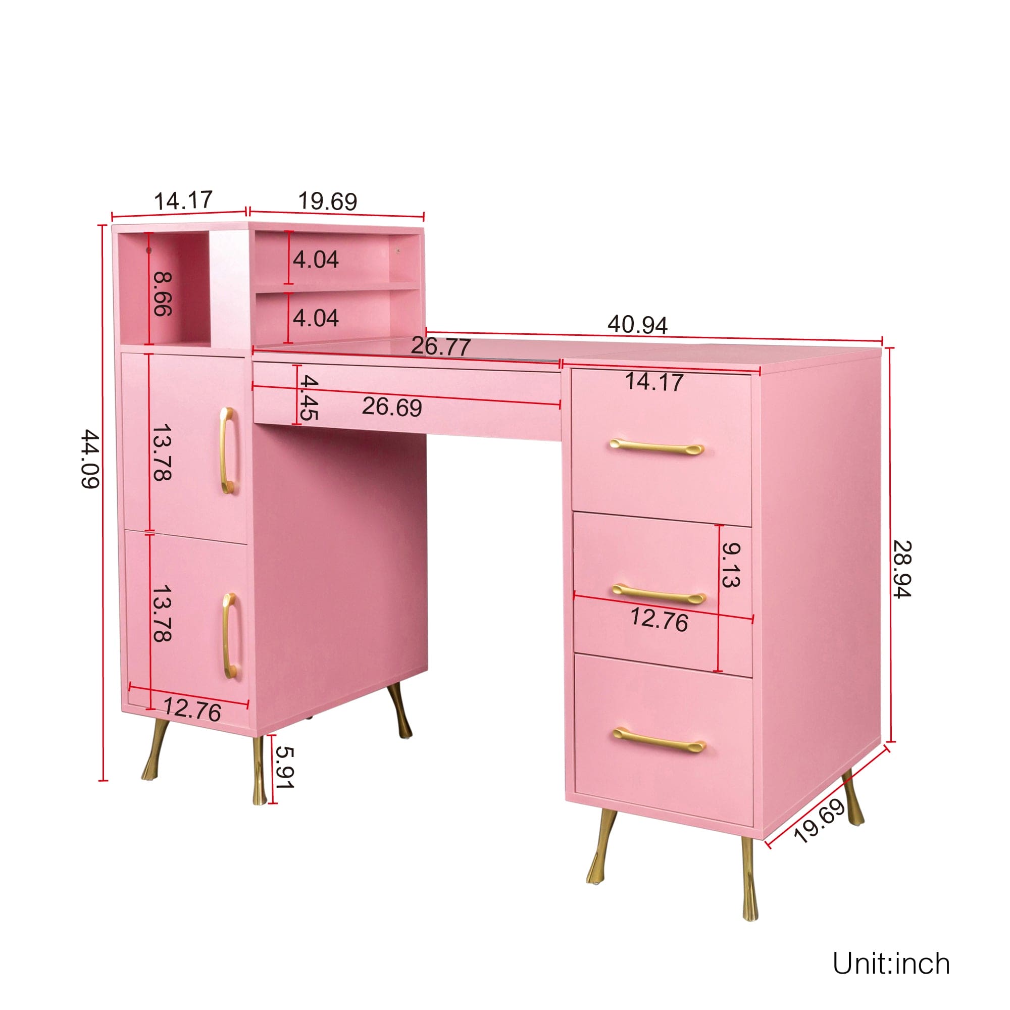 Manicure Table, Nail Makeup Desk with Drawers