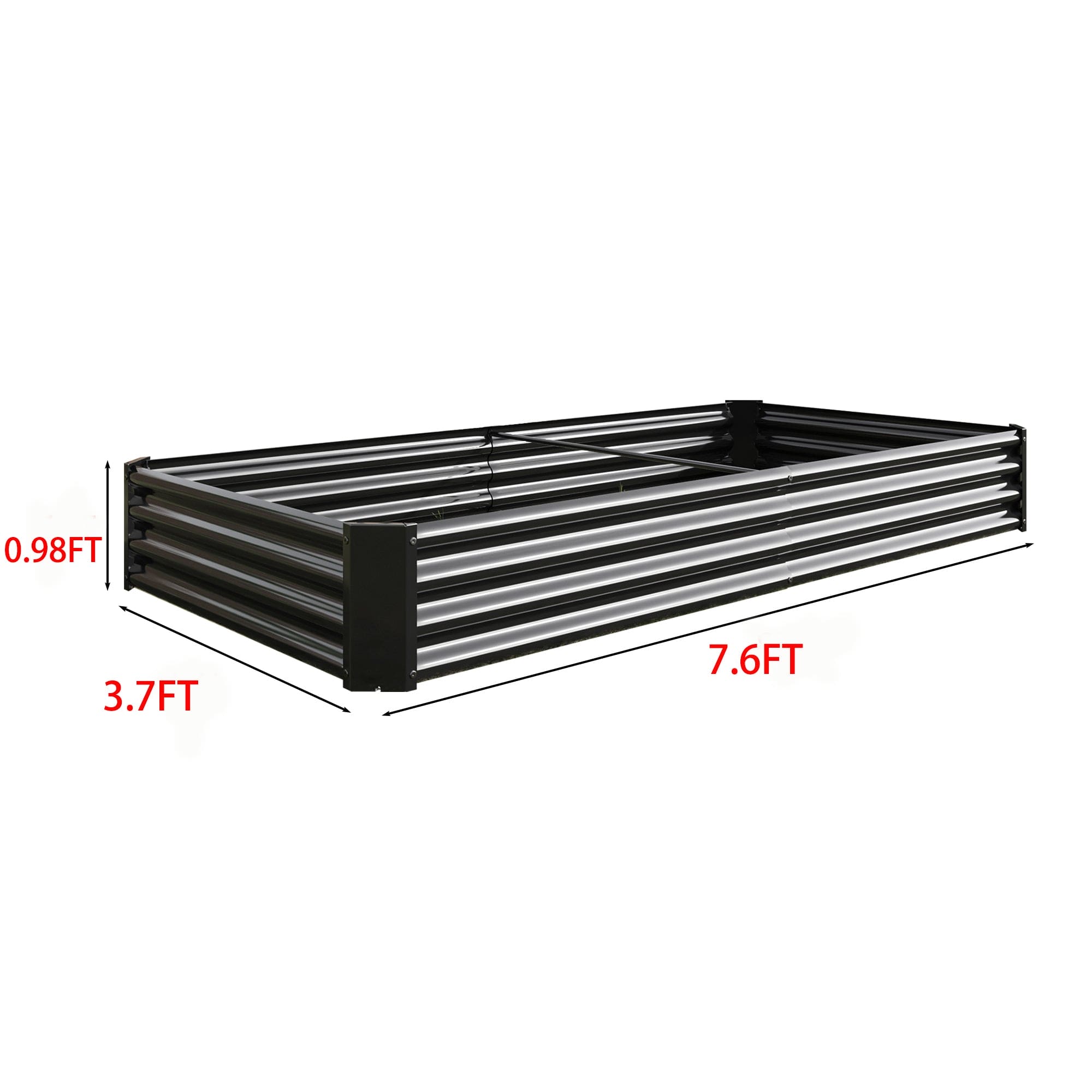 Raised Garden Bed Kit - Metal Raised Bed Garden7.6x3.7x0.98ft for Flower Planters, Vegetables Herb Black