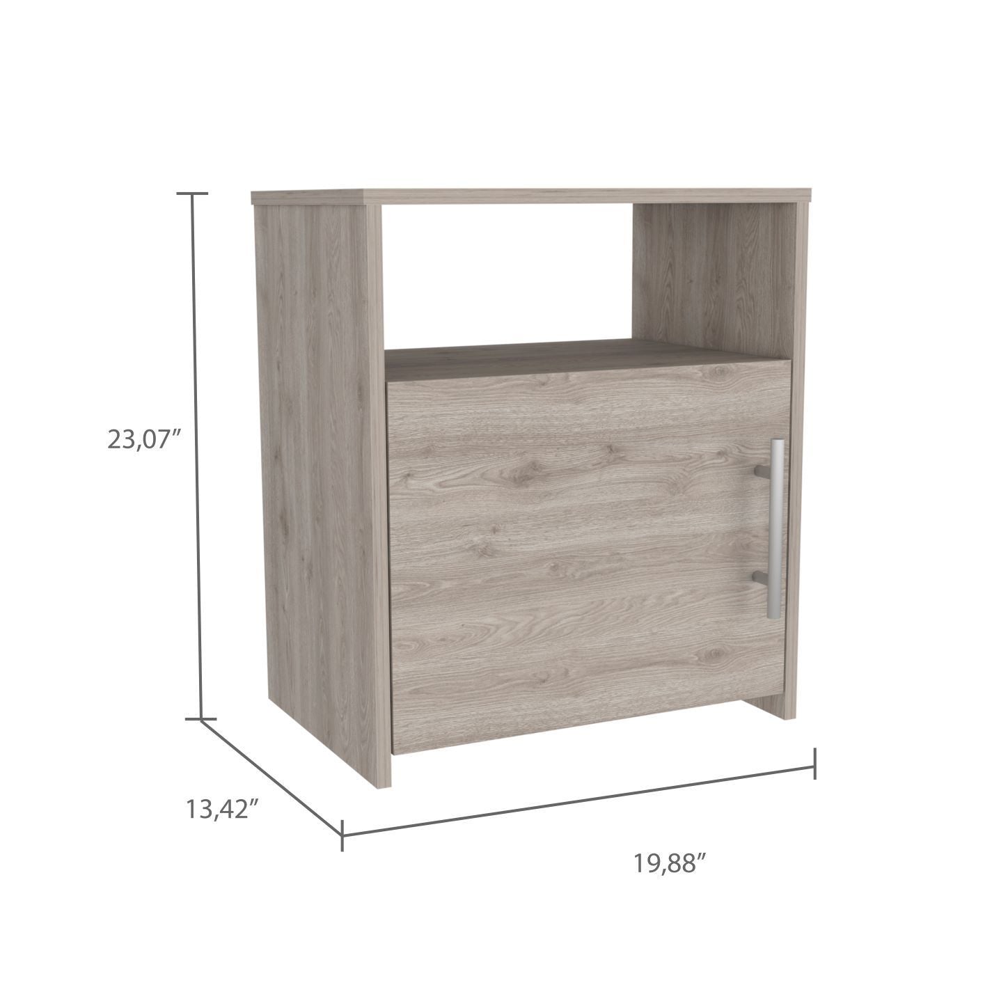 Nightstand Cuarzz, One Cabinet, Light Gray Finish