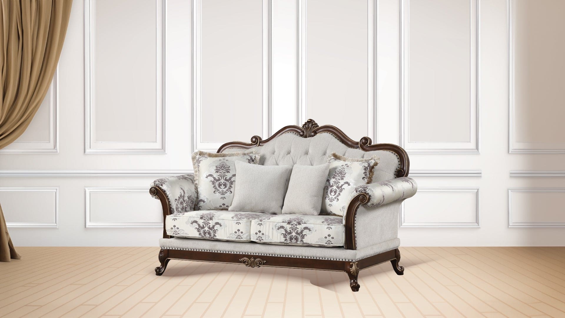 Gloria Traditional Style button tufted Loveseat