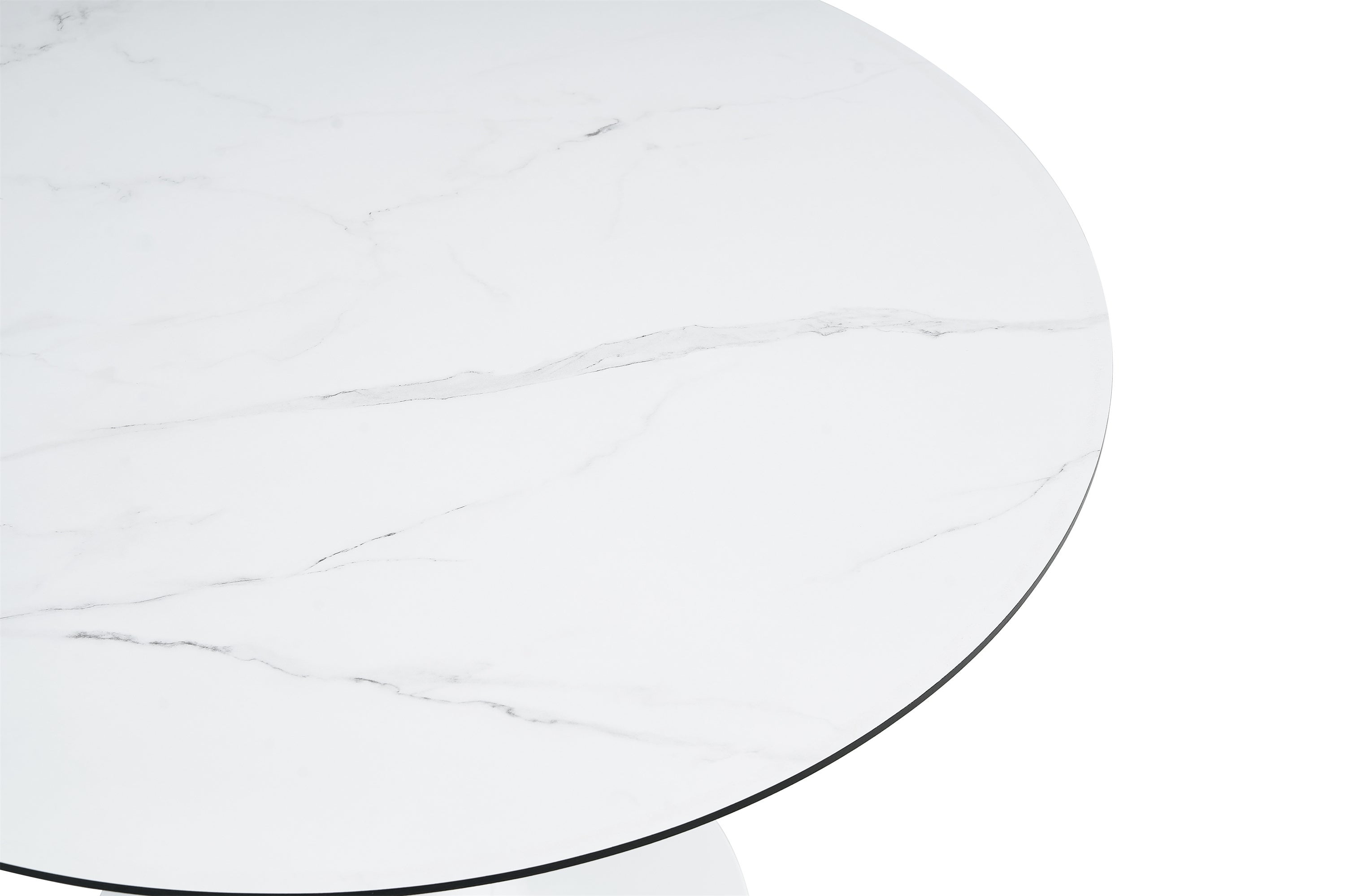 TULIP DINING TABLE ,Dia. 100cm ROUND, WHT, MARBLE WHT, 1pc per ctn