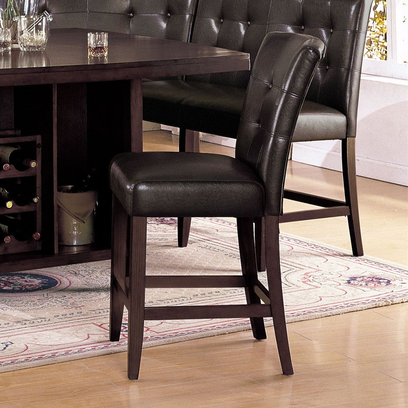 ACME Danville Counter Height Chair (Set-2) in Espresso PU & Walnut 07055