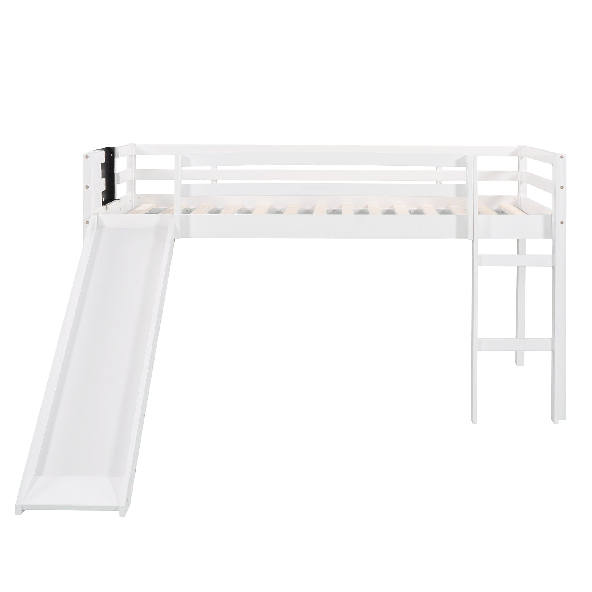 Twin size Loft Bed Wood Bed with Slide, Stair and Chalkboard,White(OLD SKU :WF282115AAK)