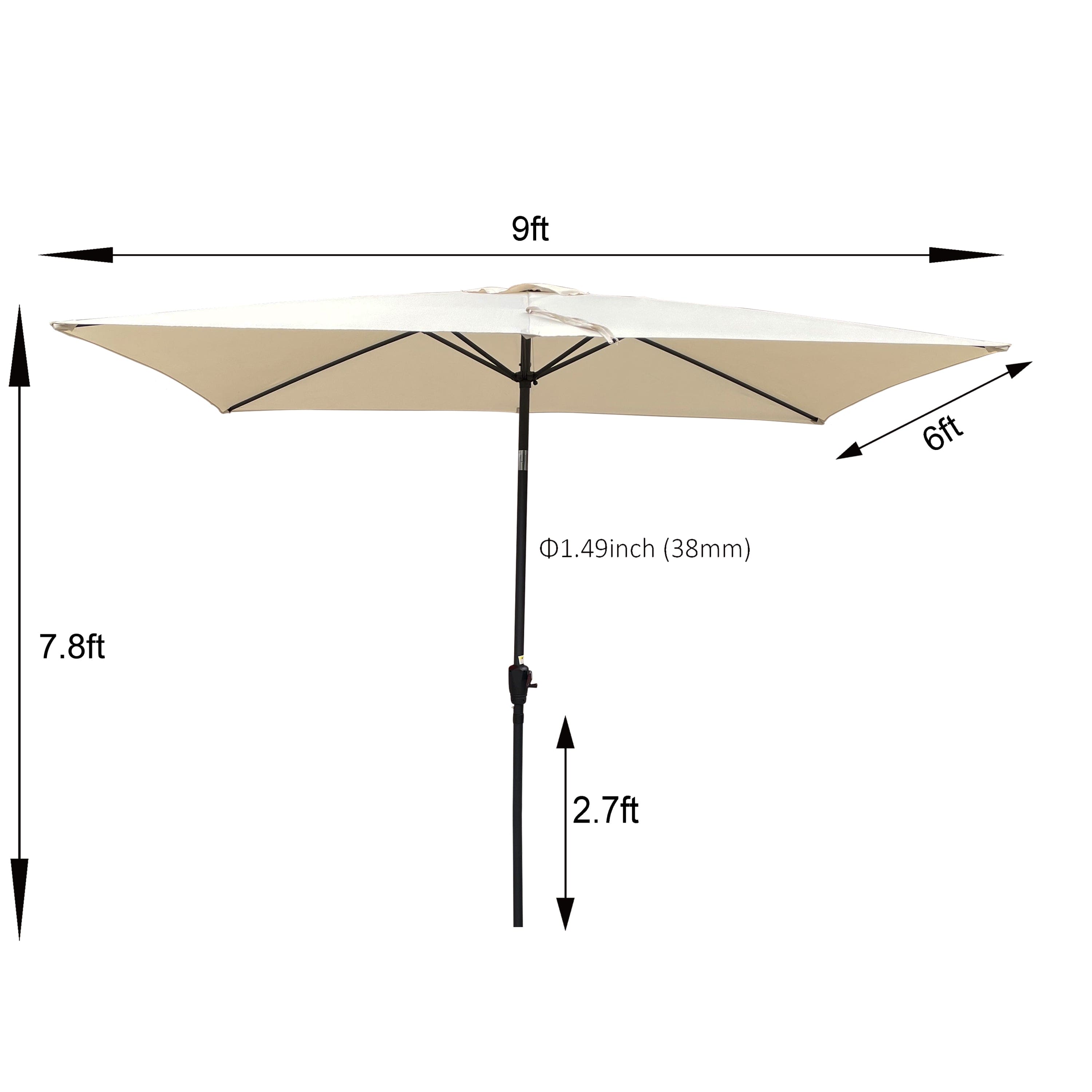 6 x 9ft  Patio Umbrella Outdoor  Waterproof Umbrella with Crank and Push Button Tilt without flap for Garden Backyard Pool  Swimming Pool Market