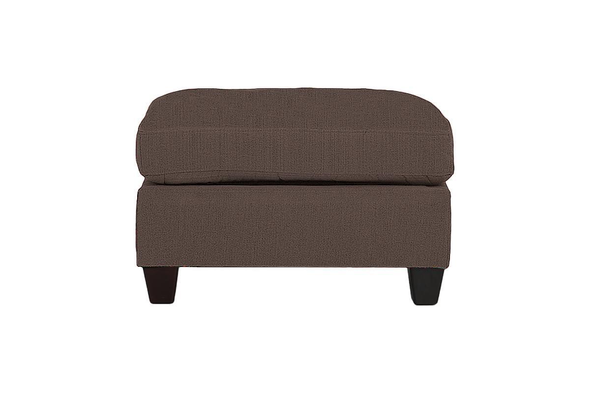 Living Room Furniture Ottoman Black Coffee Linen Like Fabric 1pc Cushion Ottoman Wooden Legs