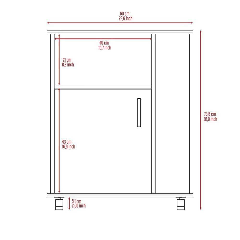 DEPOT E-SHOP Munich Lower Microwave Pantry Single Door Cabinet, Three Lateral Shelves, Two Interior Shelves, White