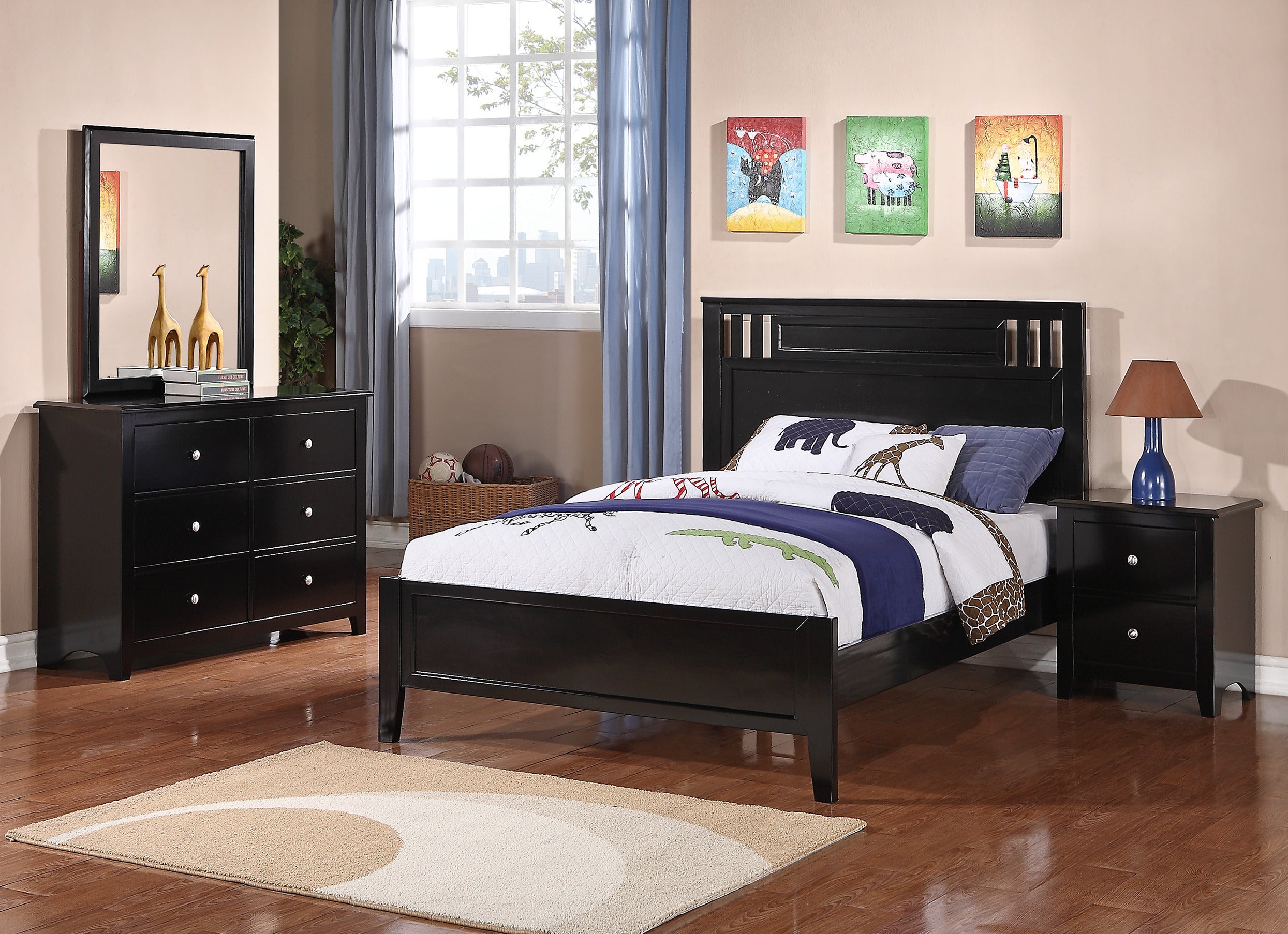 Nightstand With 2 Drawers Storage, Black