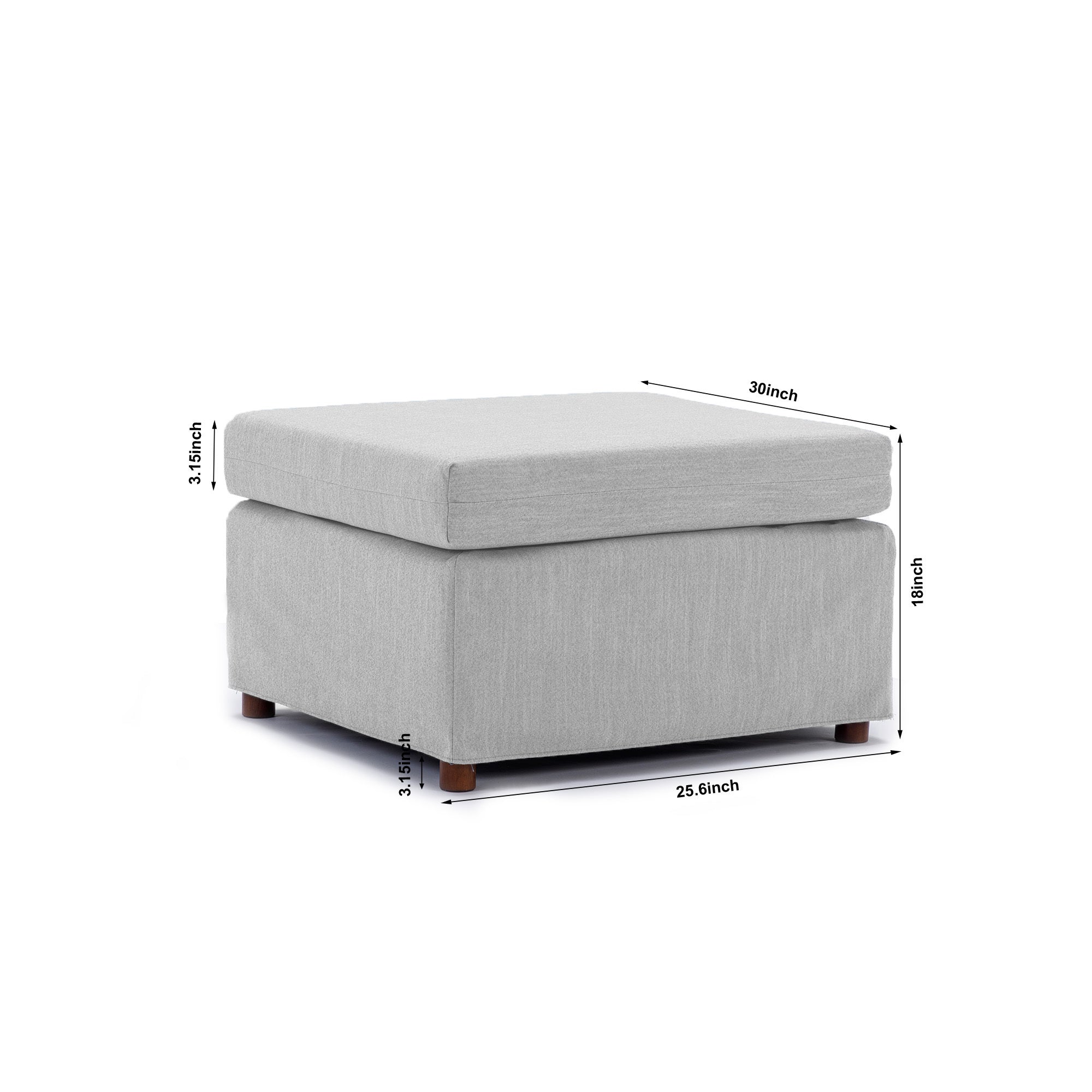 Single Movable ottoman for Modular Sectional Sofa Couch Without Storage Function, Cushion Covers Removable and Washable,Light Grey