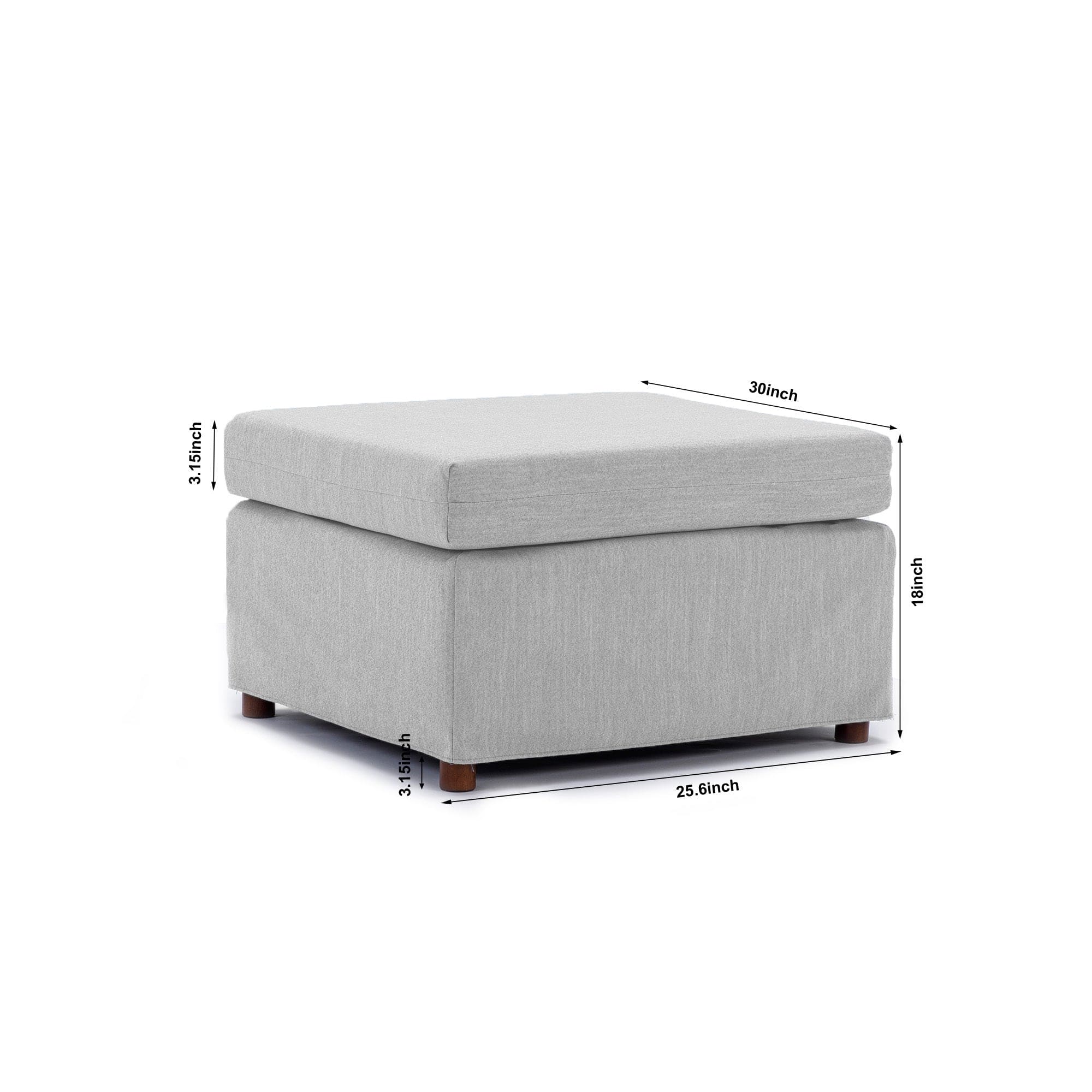 2 Seat Module Sectional Sofa Couch With 1 Ottoman,Seat Cushion and Back Cushion Removable and Washable,Light Grey