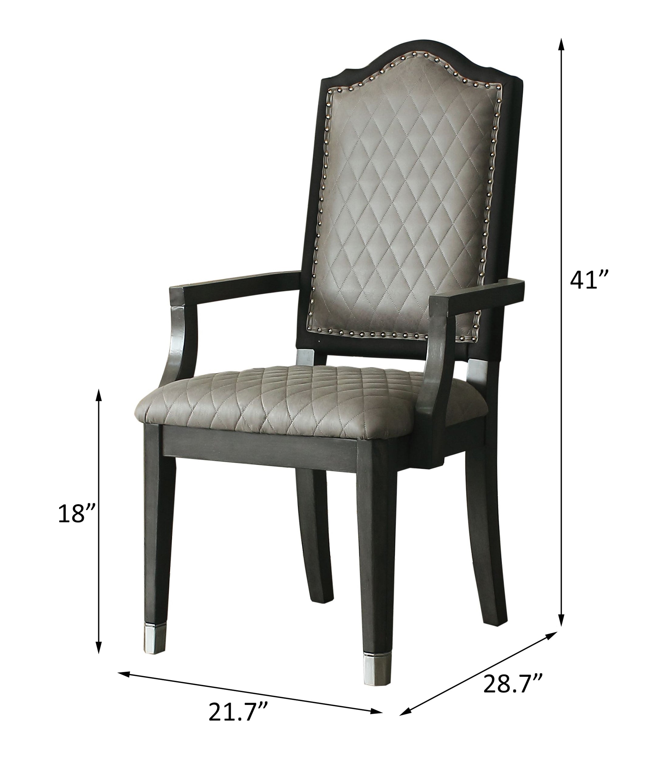 ACME House Beatrice Arm Chair, Two Tone Beige Fabric & Charcoal Finish 68813