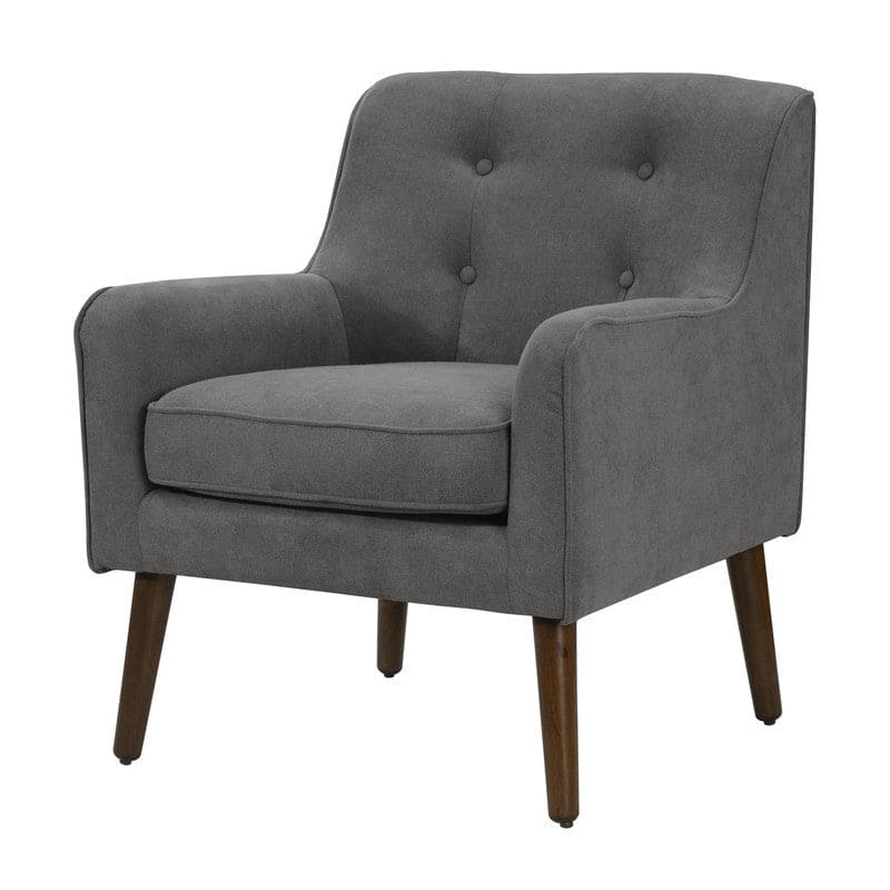 Ryder Mid Century Modern Gray Woven Fabric Tufted Armchair