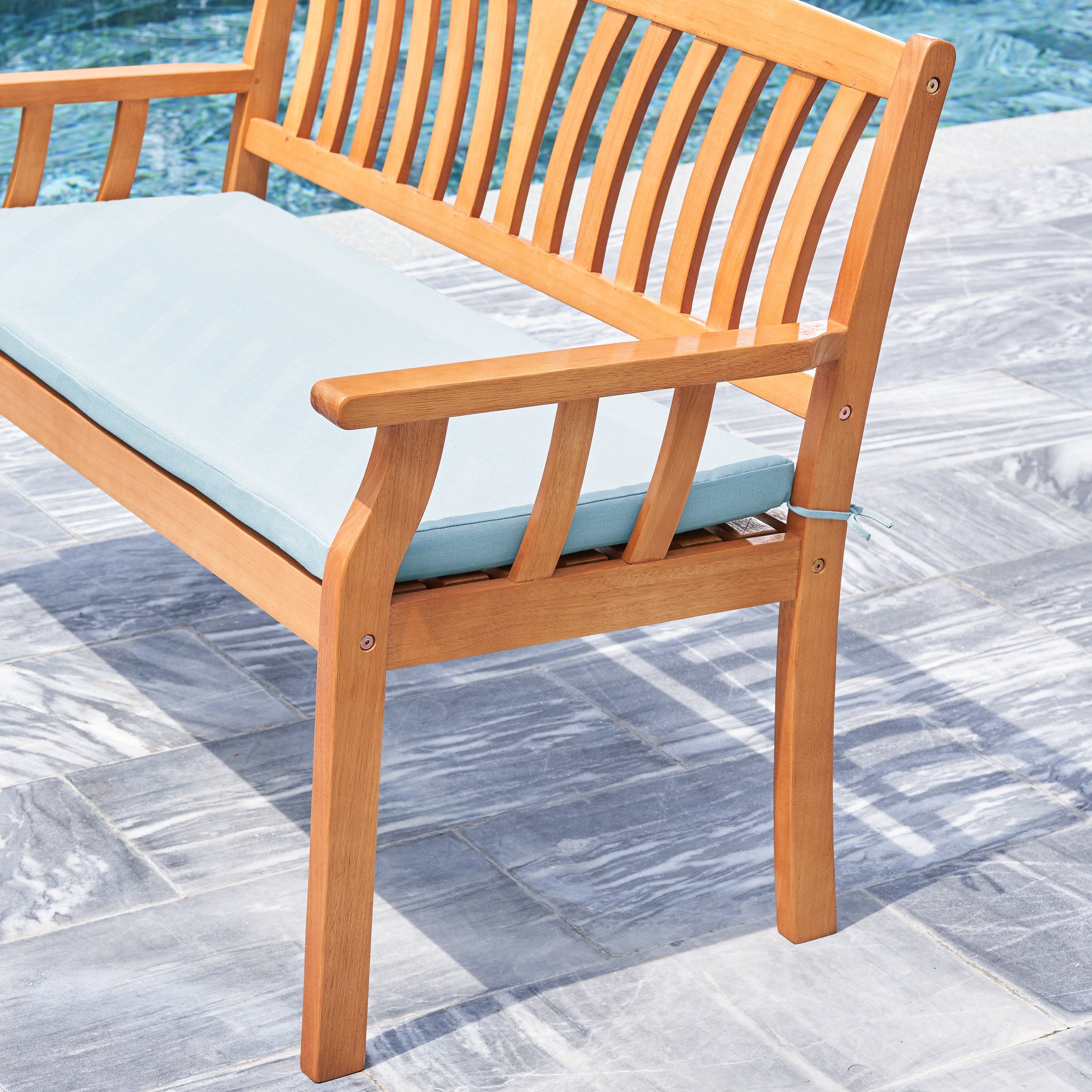 Kapalua Honey Nautical Eucalyptus Wooden Outdoor Garden Bench