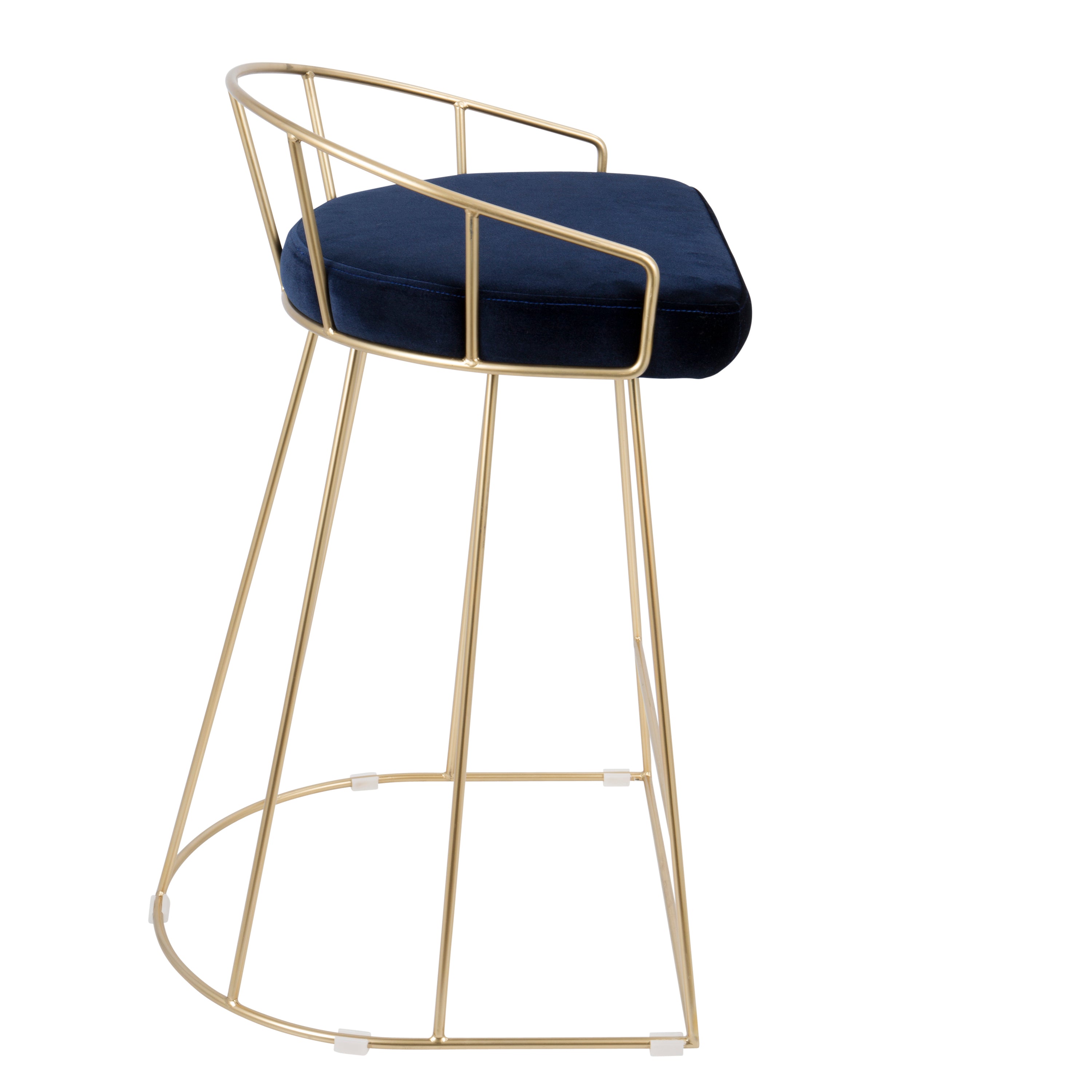 Canary Contemporary-Glam Counter Stool in Gold with Blue Velvet by LumiSource - Set of 2