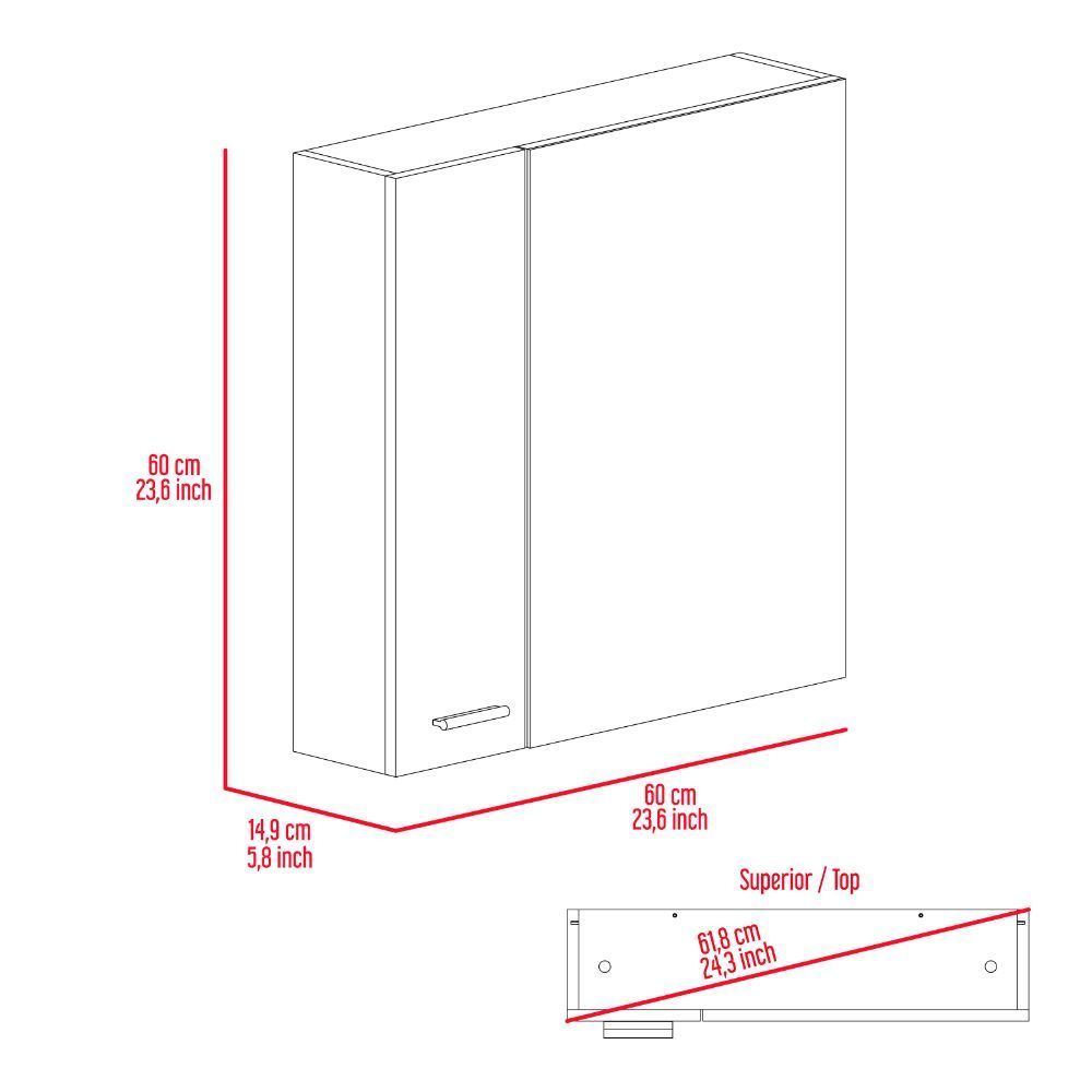 Medicine Cabinet Prague, Four Internal Shelves, Single Door, White Finish