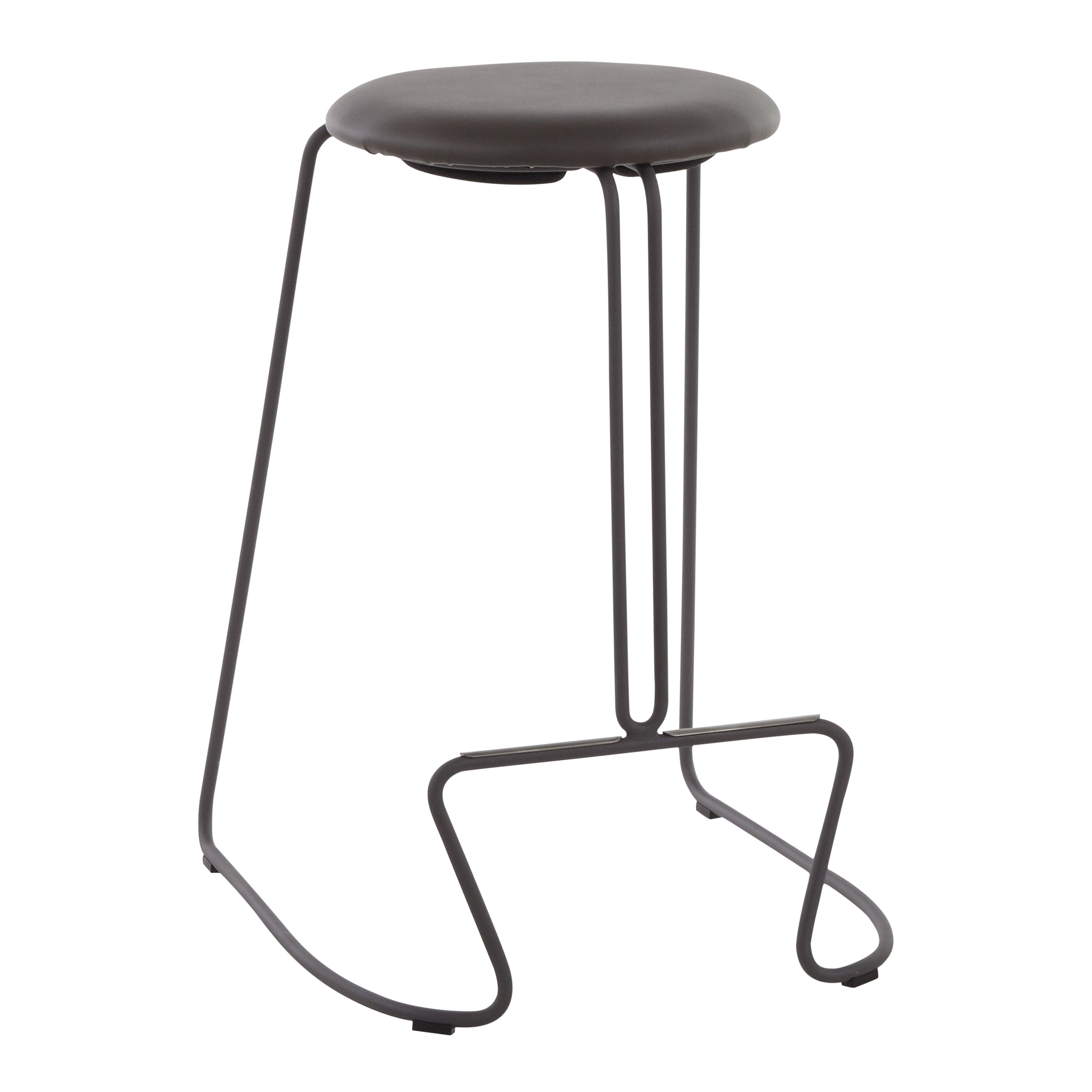 Finn Contemporary Counter Stool in Grey Steel and Grey Faux Leather by LumiSource - Set of 2