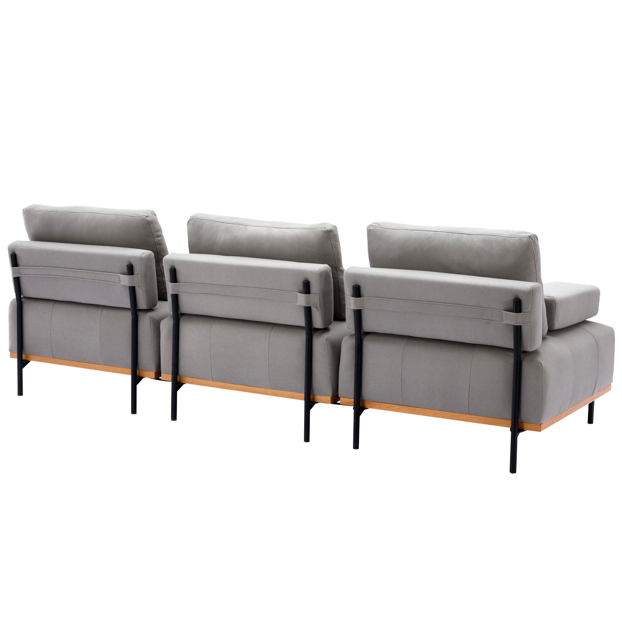 100.7'' L-Shape Sectional Sofa 3-Seater Couches with a Removable Ottoman, Comfortable Fabric for Living Room, Apartment, Grey