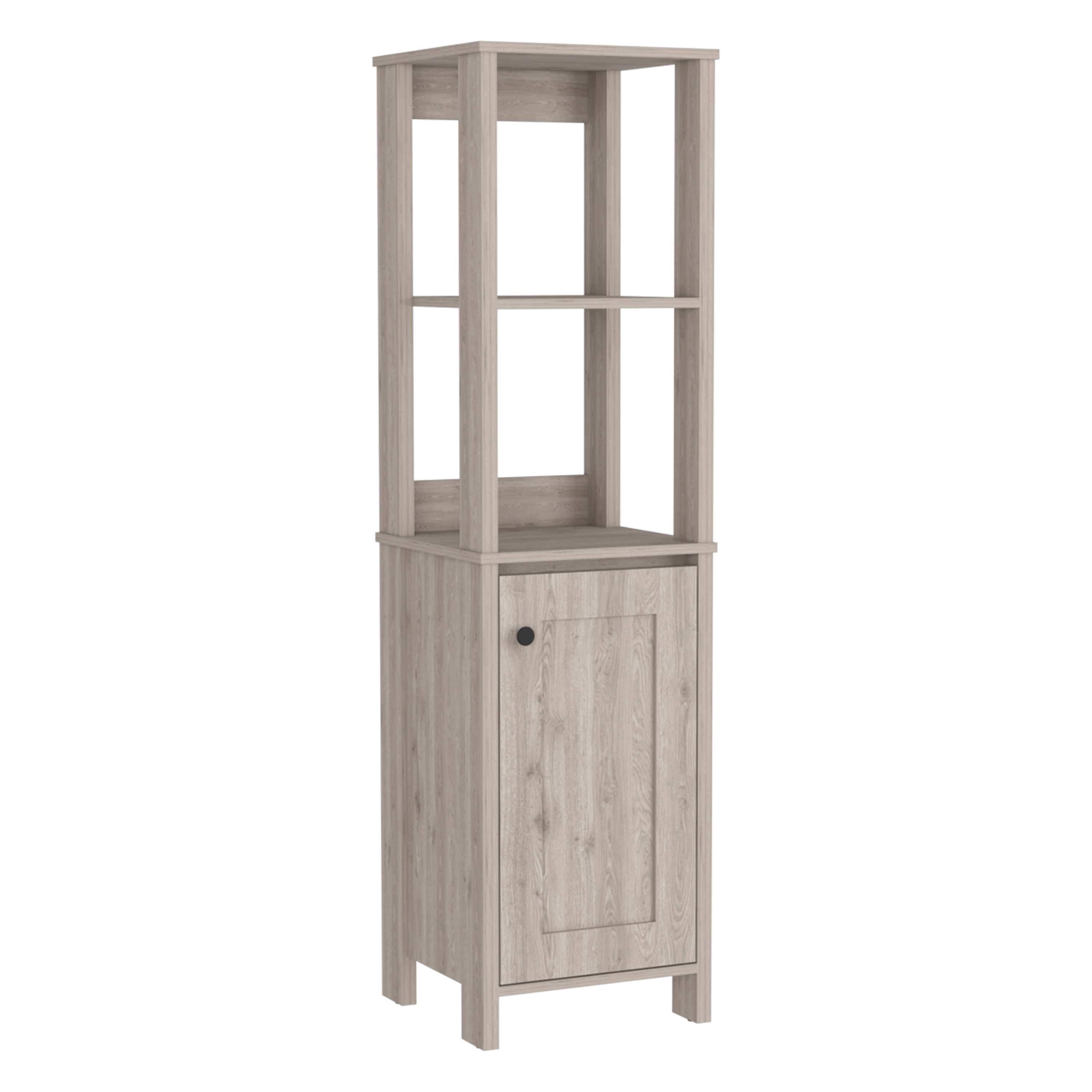 Linen Cabinet Jannes, Two Open Shelves, Single Door, Light Gray Finish