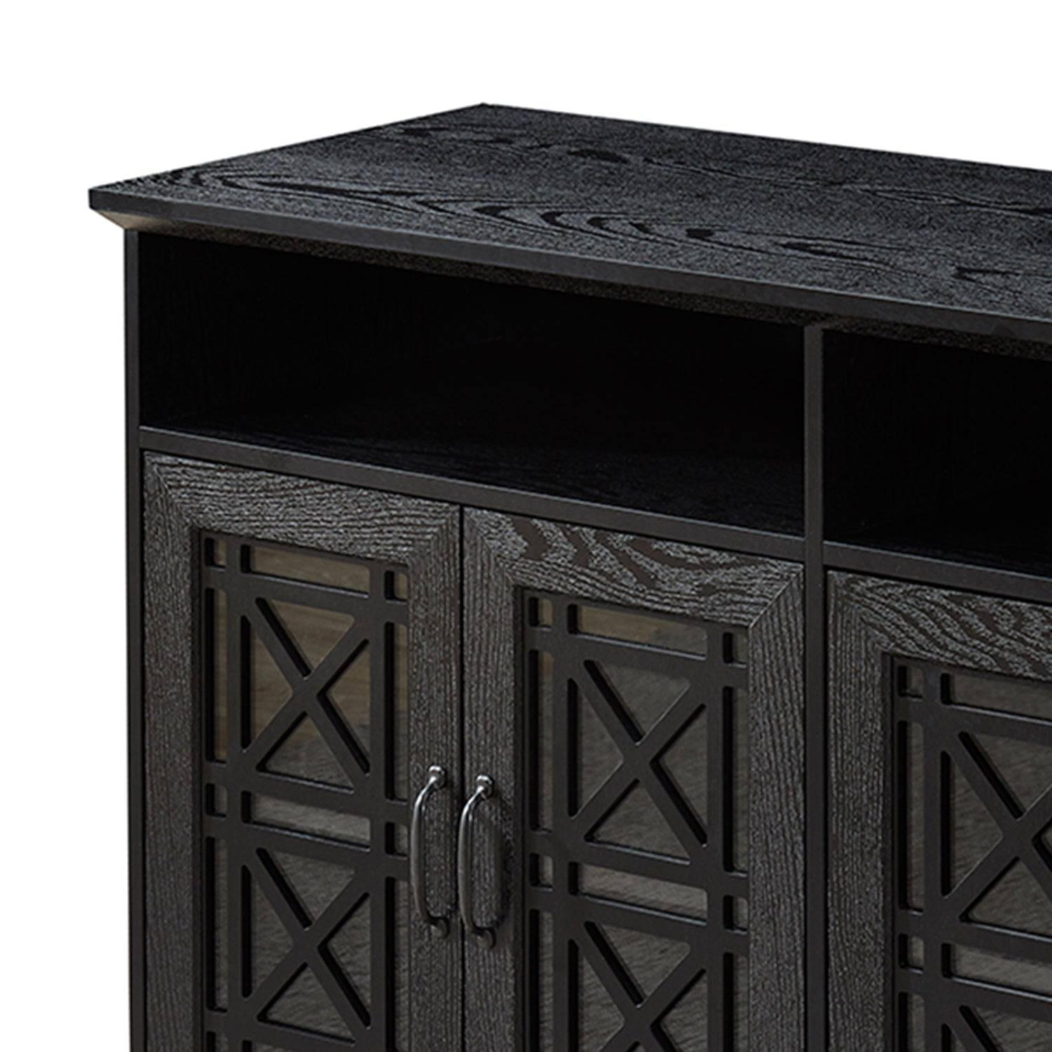 53" TV Console/Storage Buffet Cabinet/Sideboard, Black- Wood Grain Finish