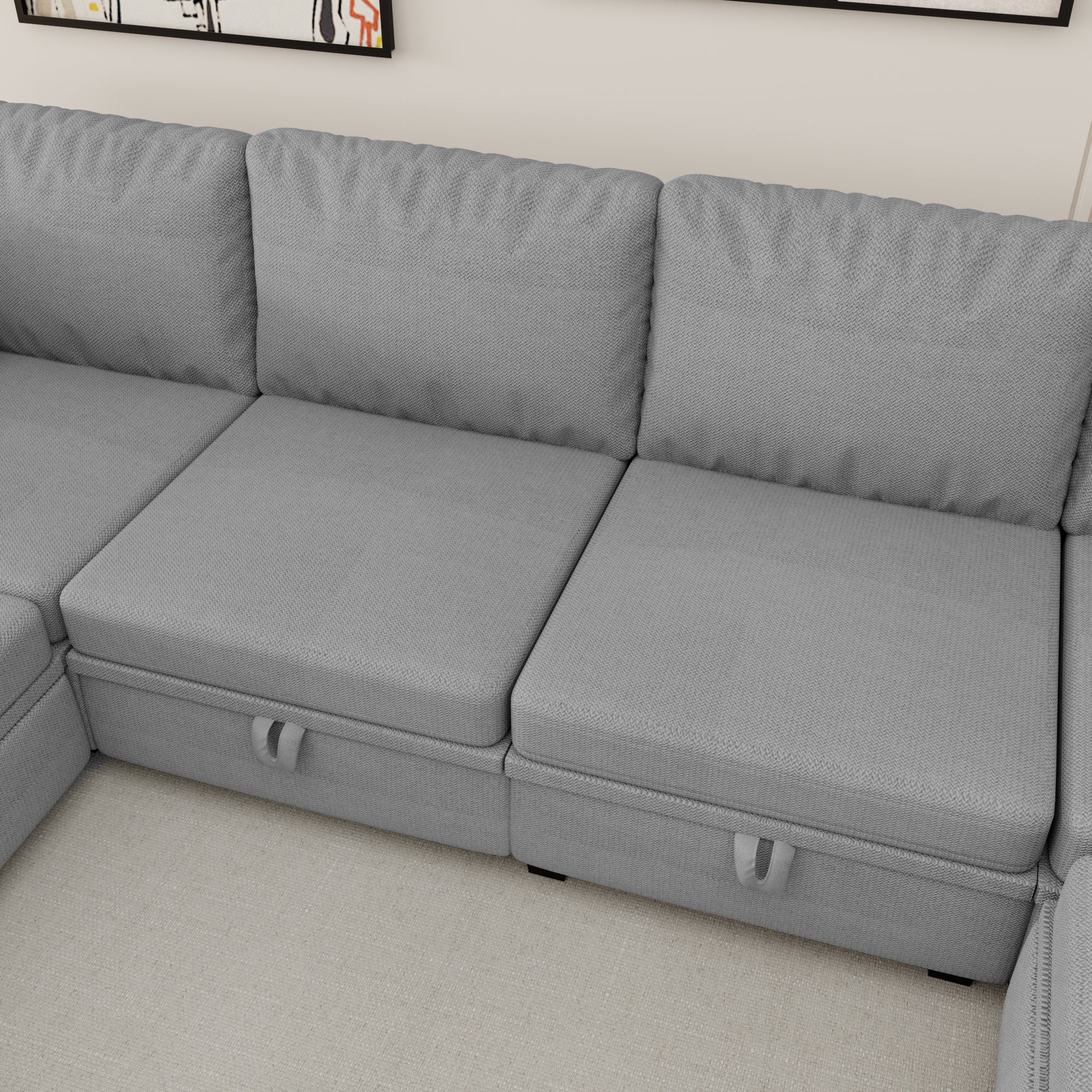 UNITED WE WIN Modular Sectional Sofa U Shaped Modular Couch with Reversible Chaise Modular Sofa Sectional Couch with Storage Seats