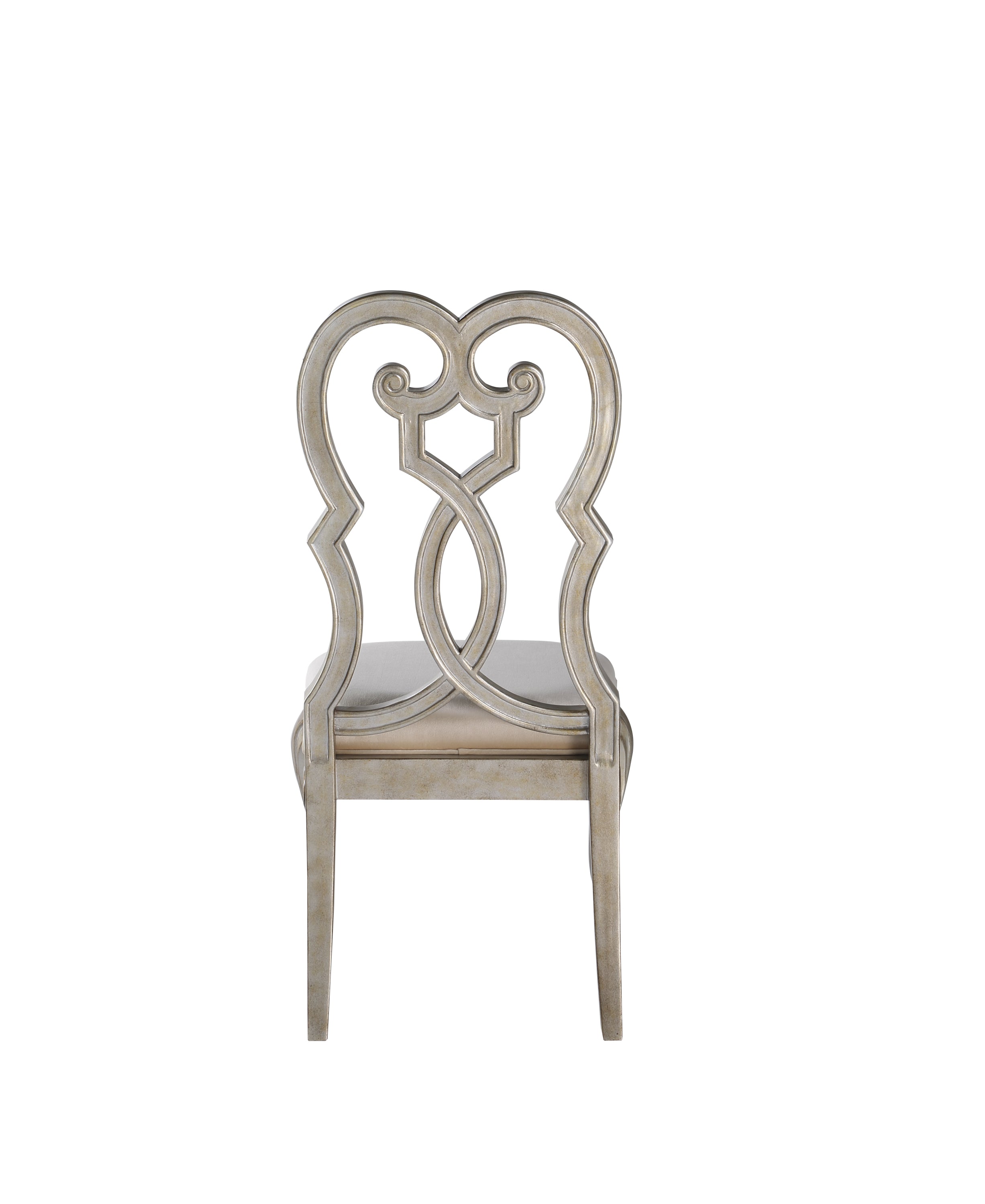 ACME Esteban Side Chair (Set-2) in Ivory Velvet & Antique Champagne Finish 62202