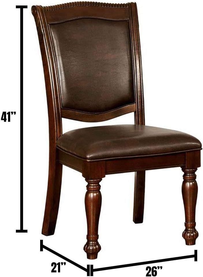 Glorious Classic Traditional Dining Chairs Cherry Solid wood Leatherette Seat Set of 2pc Side Chairs Turned Legs Kitchen Dining Room