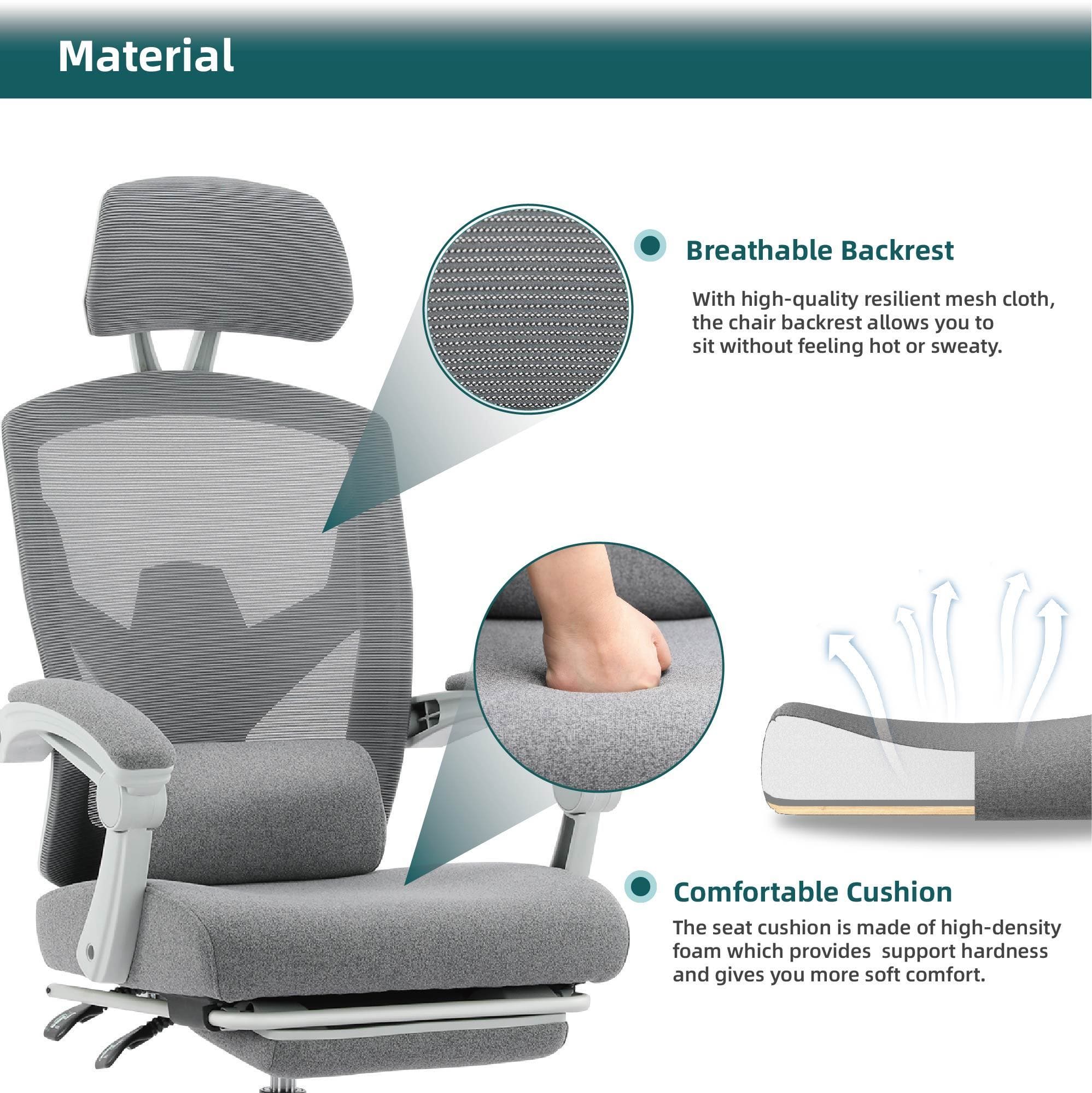 SWEETCRISPY Mesh High Back Ergonomic Office Chair Lumbar Support Pillow Computer Desk Chair